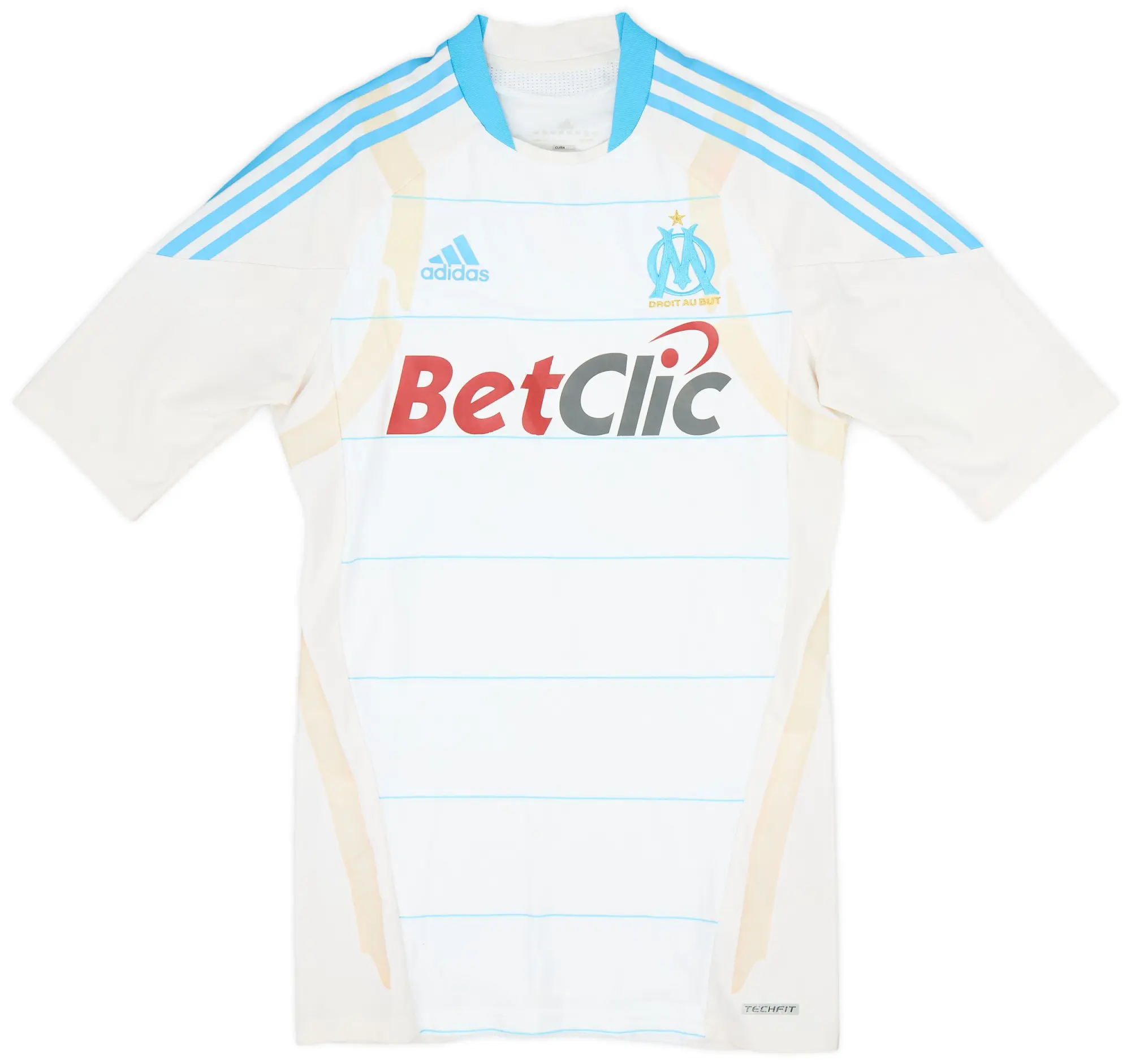 adidas 2010-11 Olympique Marseille Player Issue TechFit Home Shirt - 9/10 - (L)