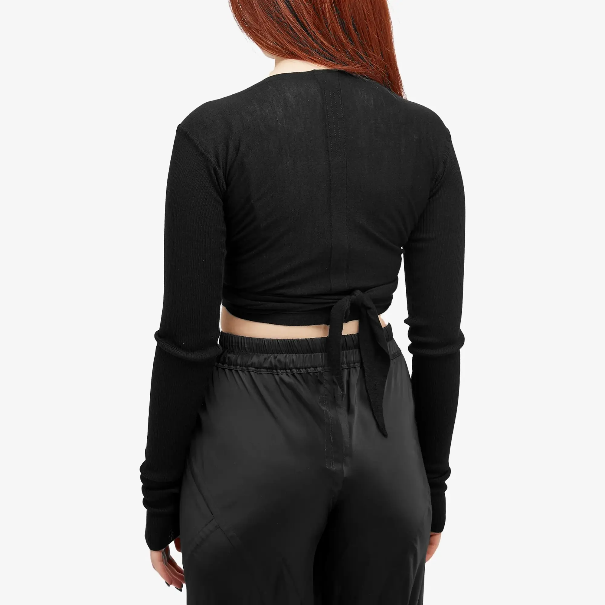 Rick Owens Women's Cropped Cardigan with Wrap Front Black