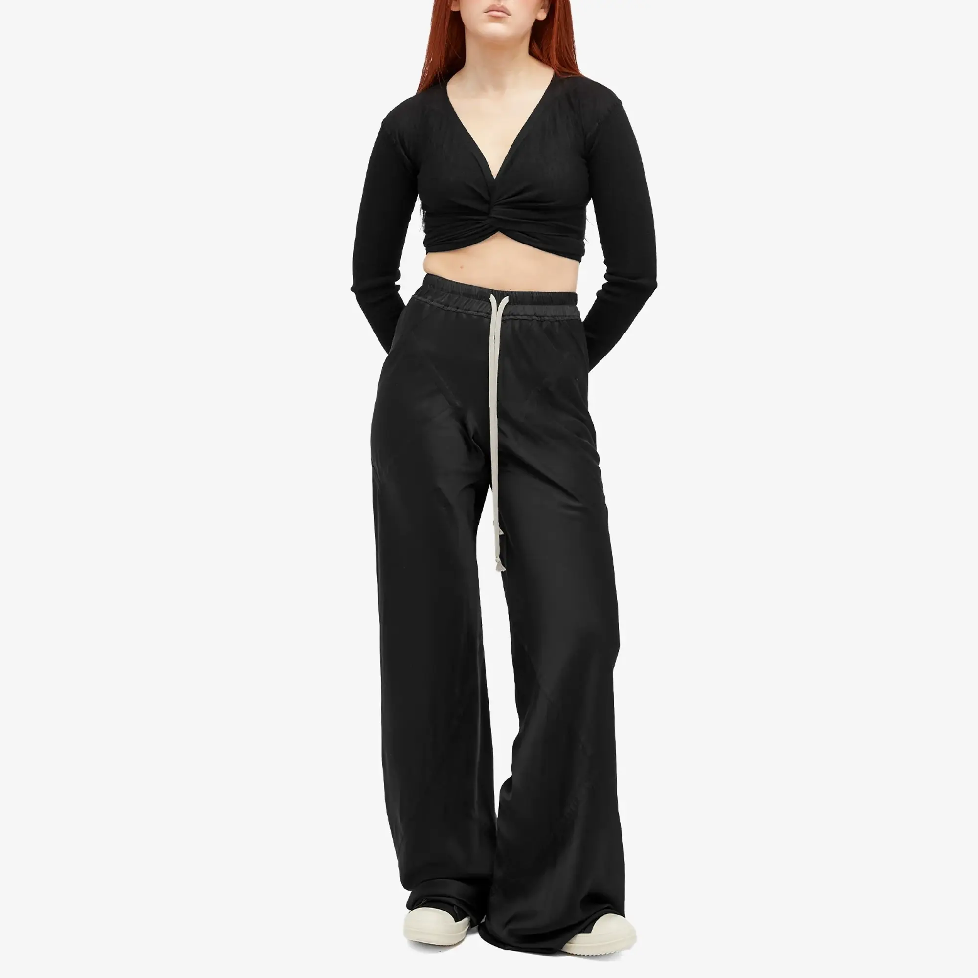 Rick Owens Women's Cropped Cardigan with Wrap Front Black