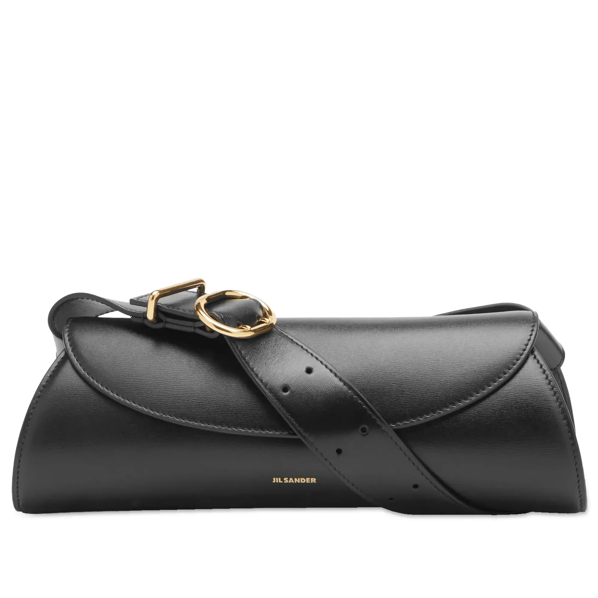 Jil Sander Women's Cannolo SM Leather Shoulder Bag Black