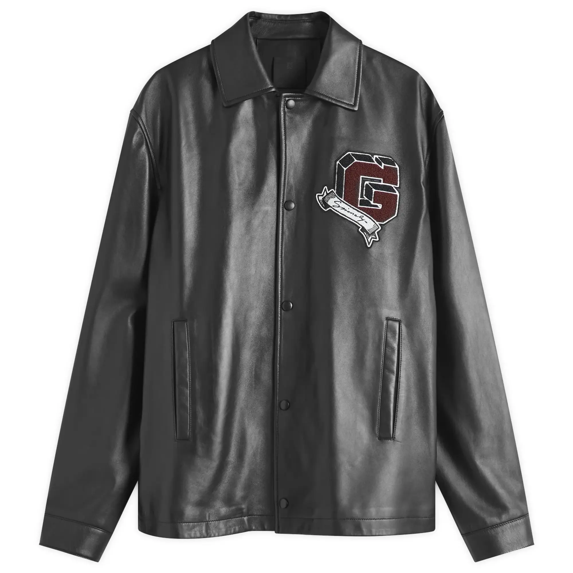 Givenchy Men's Leather Coach Jacket Black