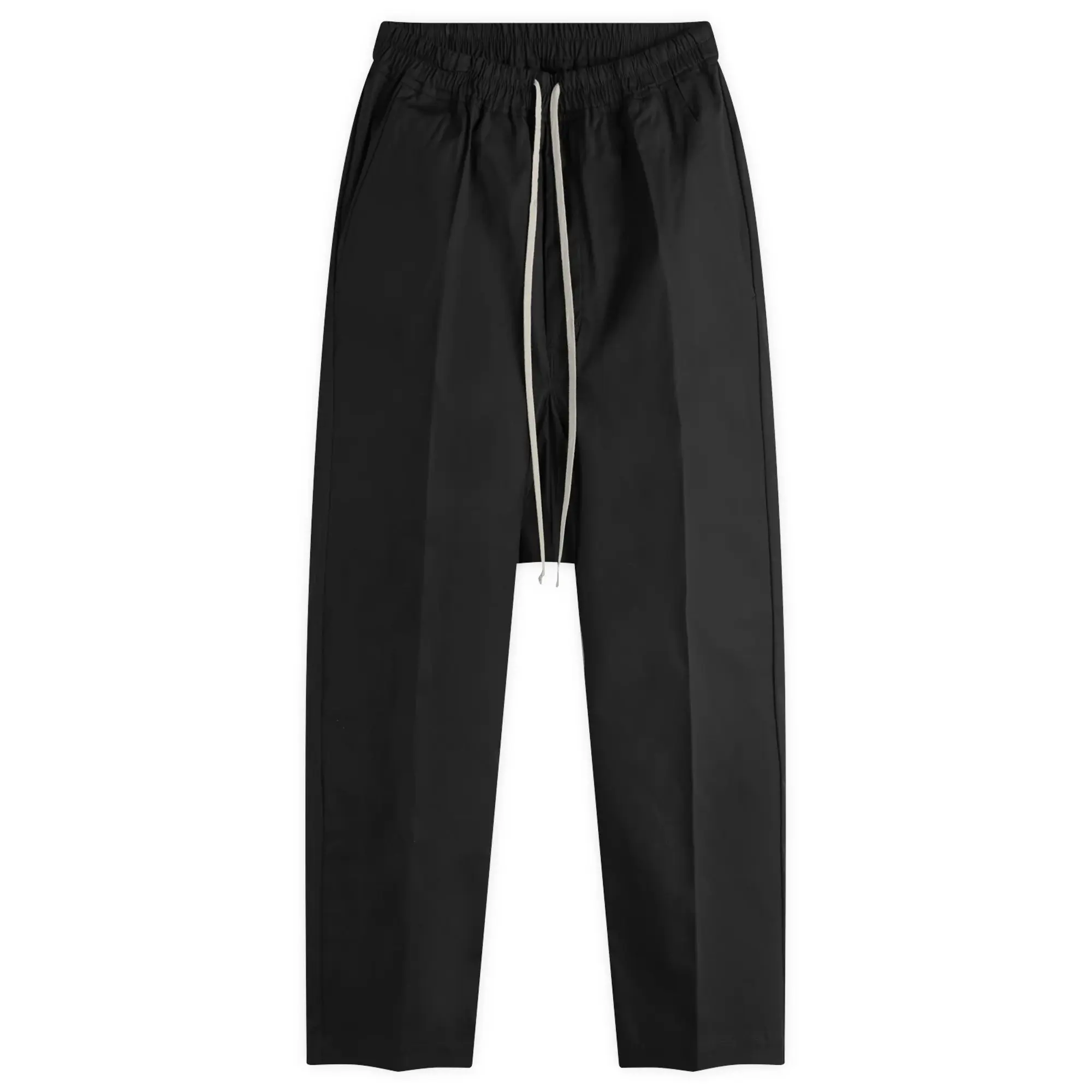 Rick Owens Men's Long Drawstring Cotton Poplin Pants Black