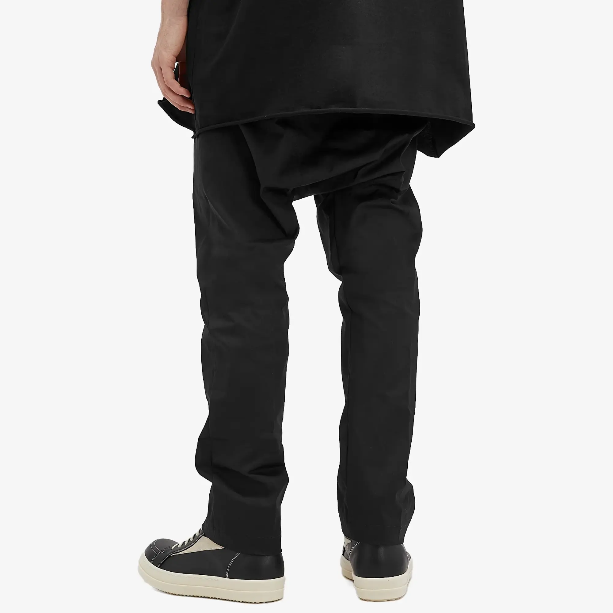 Rick Owens Men's Long Drawstring Cotton Poplin Pants Black