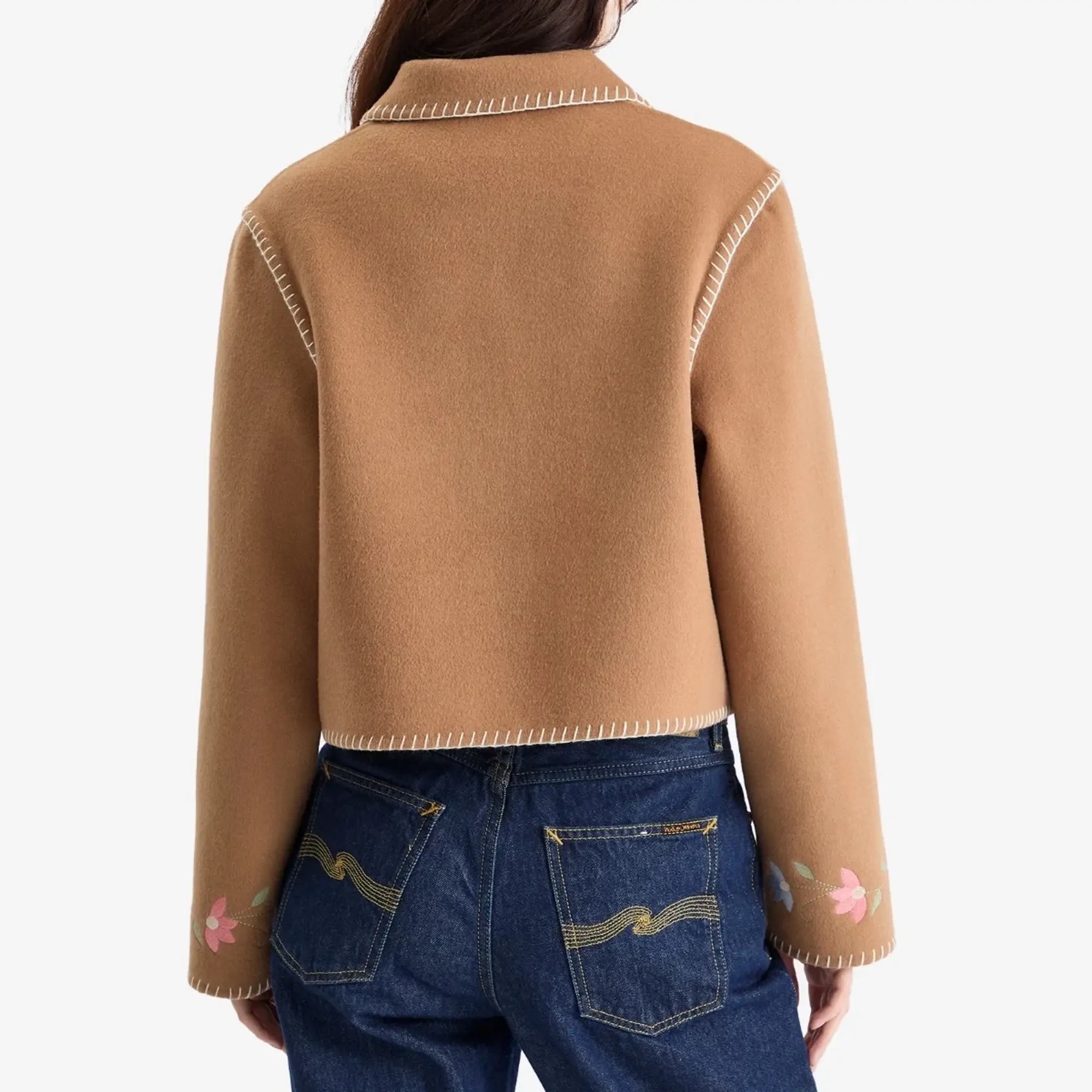 RIXO Women's Sunday Jacket Petal Embroidery Tan
