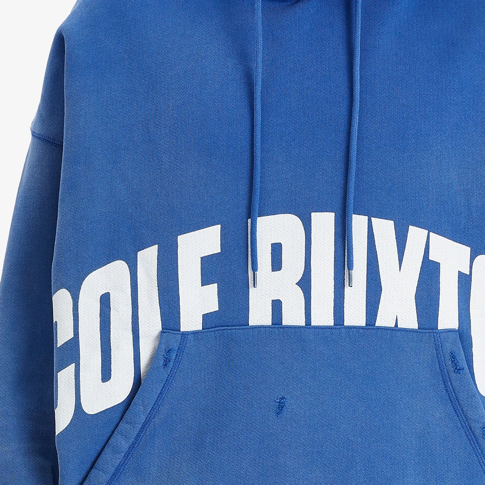 Cole Buxton Men's Distressed Arch Logo Hoodie Washed Cobalt Blue