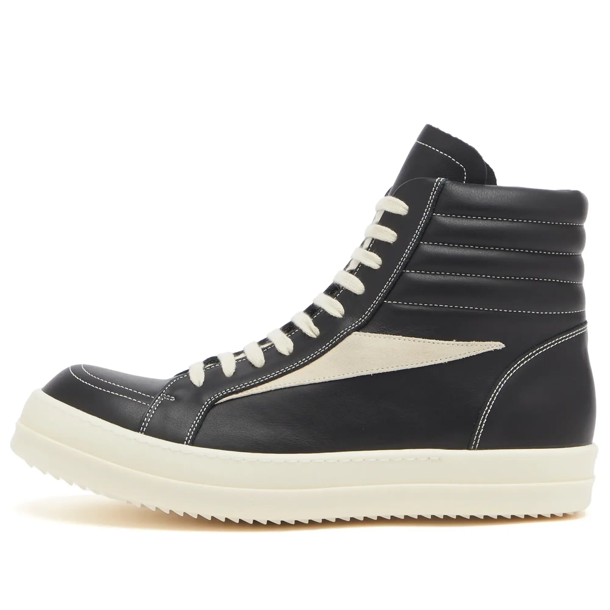 Rick Owens Men's Leather Vintage Sneaks Black/Milk