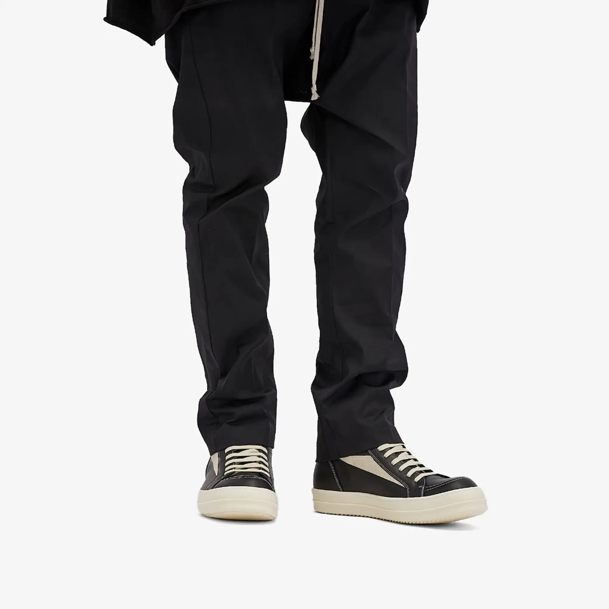 Rick Owens Men's Leather Vintage Sneaks Black/Milk