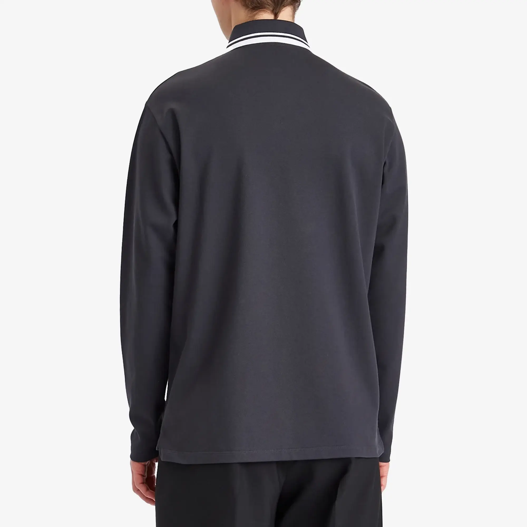 Gucci Men's Stretch Cotton Long Sleeve Polo Shirt Dark Grey