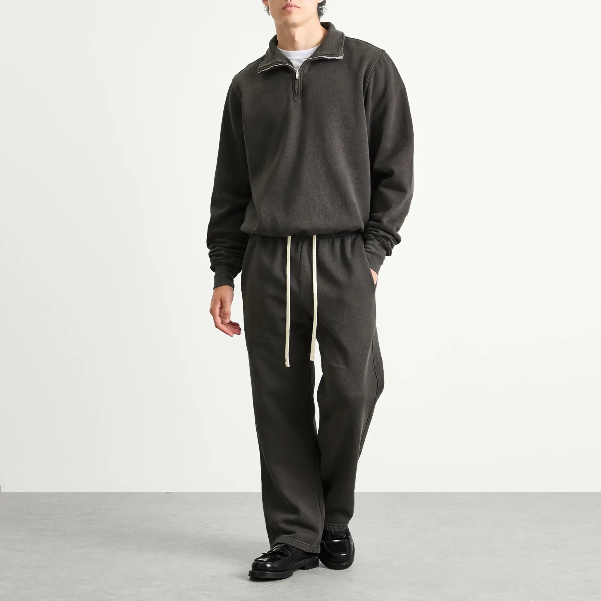 Asics Les Tien Men's Heavyweight Banded Yacht Half Zip Vintage Black