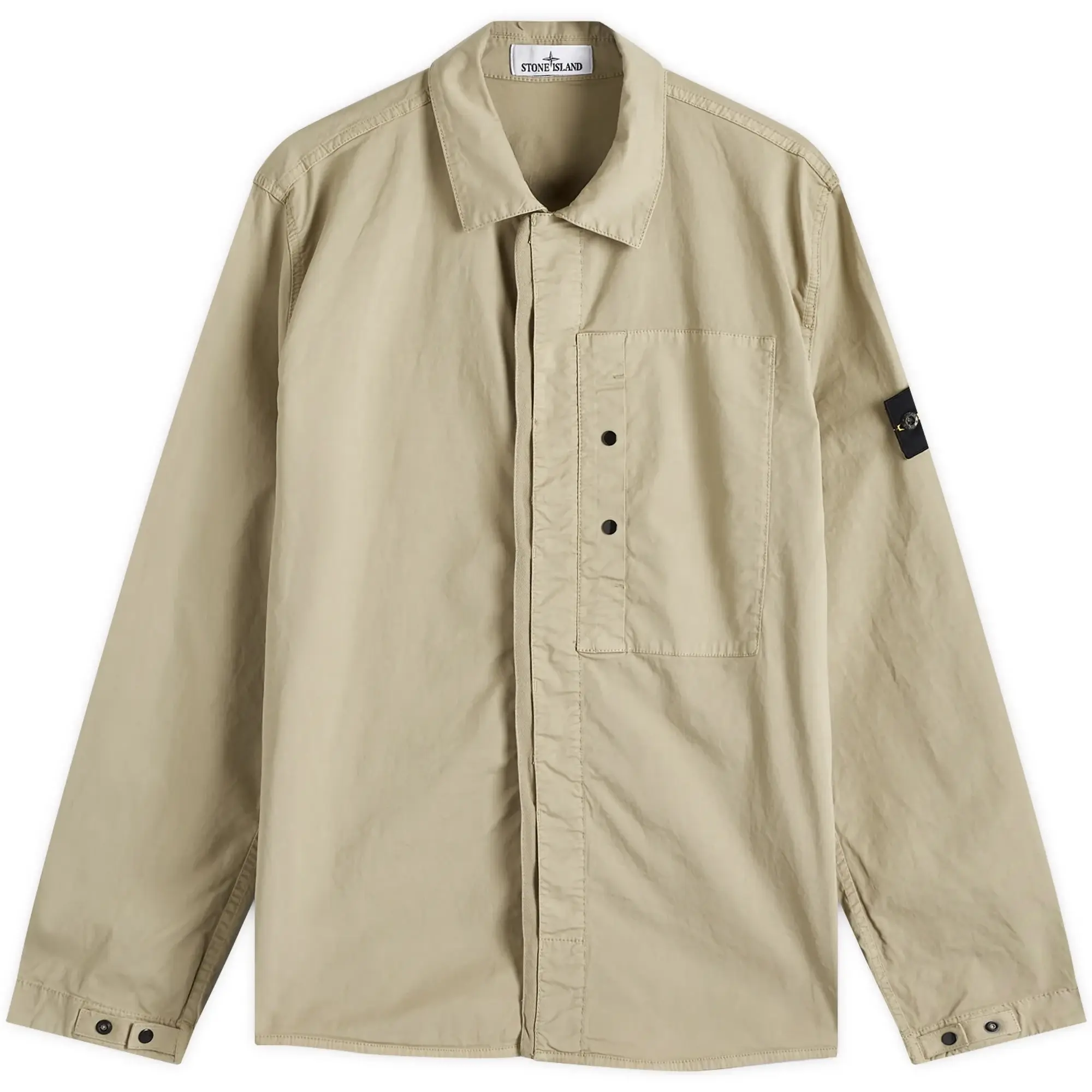 Stone Island Men's Supima Cotton Twill Stretch-TC Button Shirt Jacket Desert