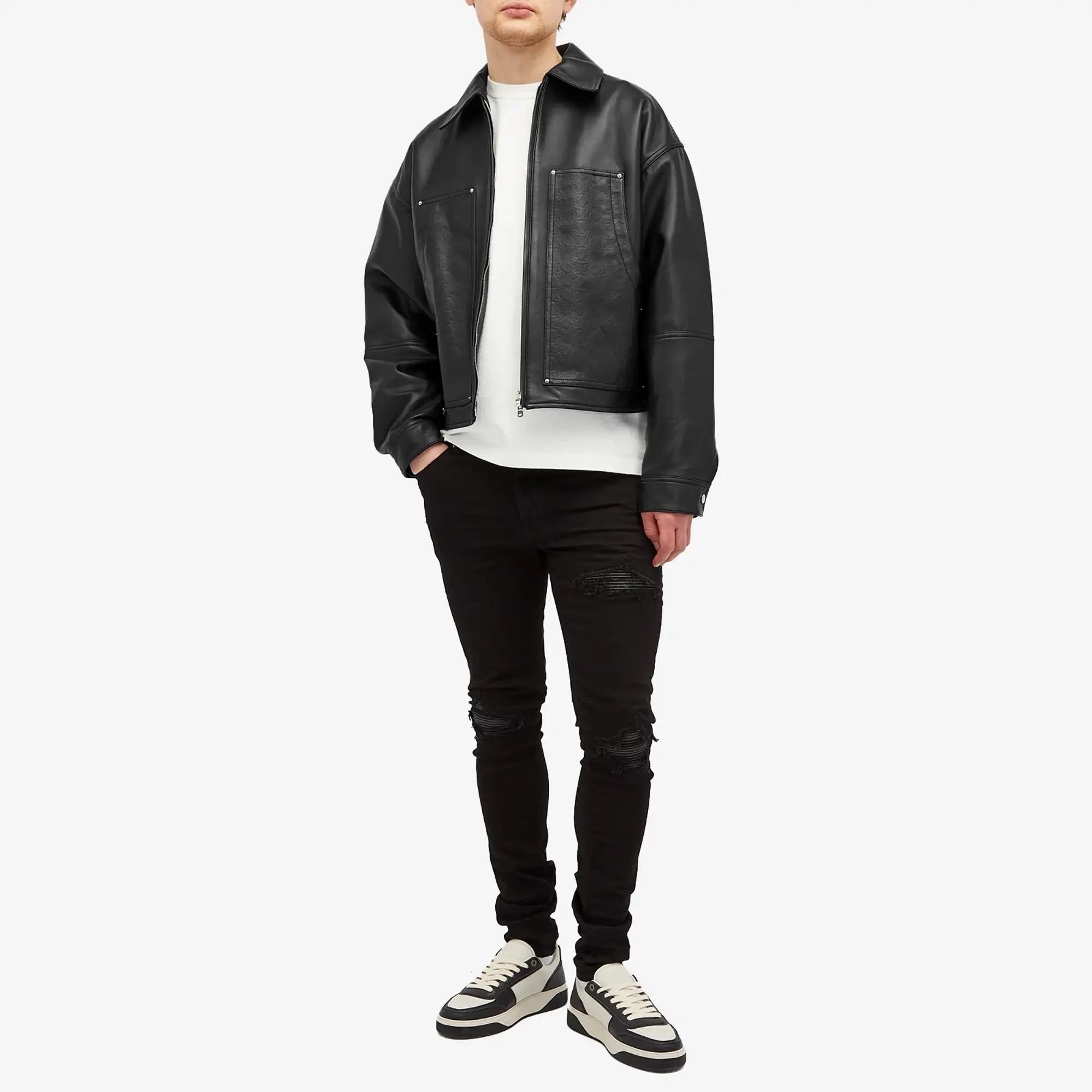 AMIRI Men's Ma Quad Leather Work Jacket Black