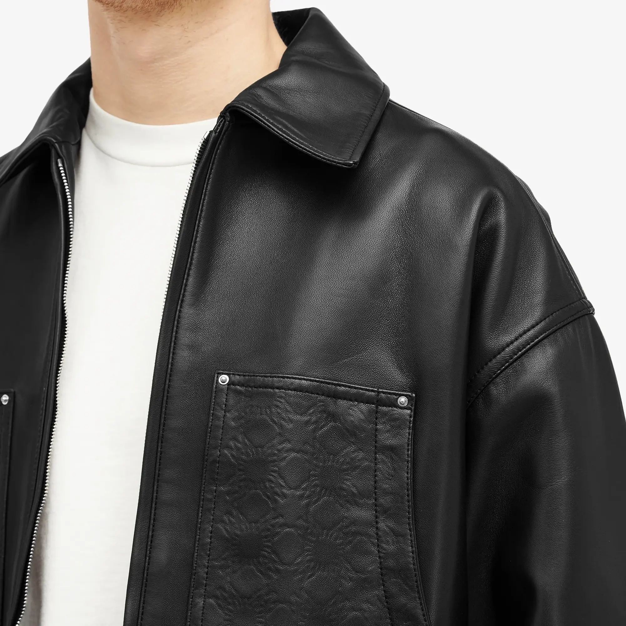 AMIRI Men's Ma Quad Leather Work Jacket Black