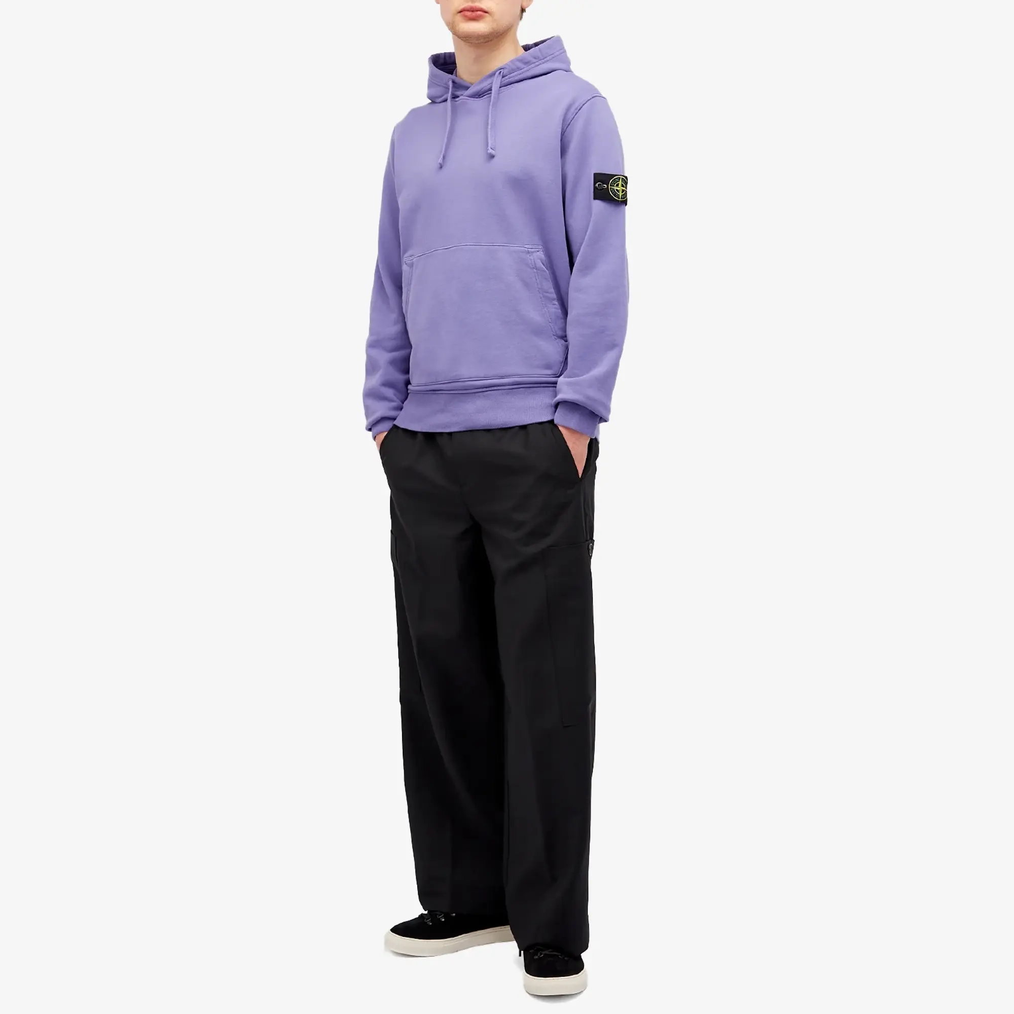 Stone Island Men's Garment Dyed Popover Hoodie Lavender