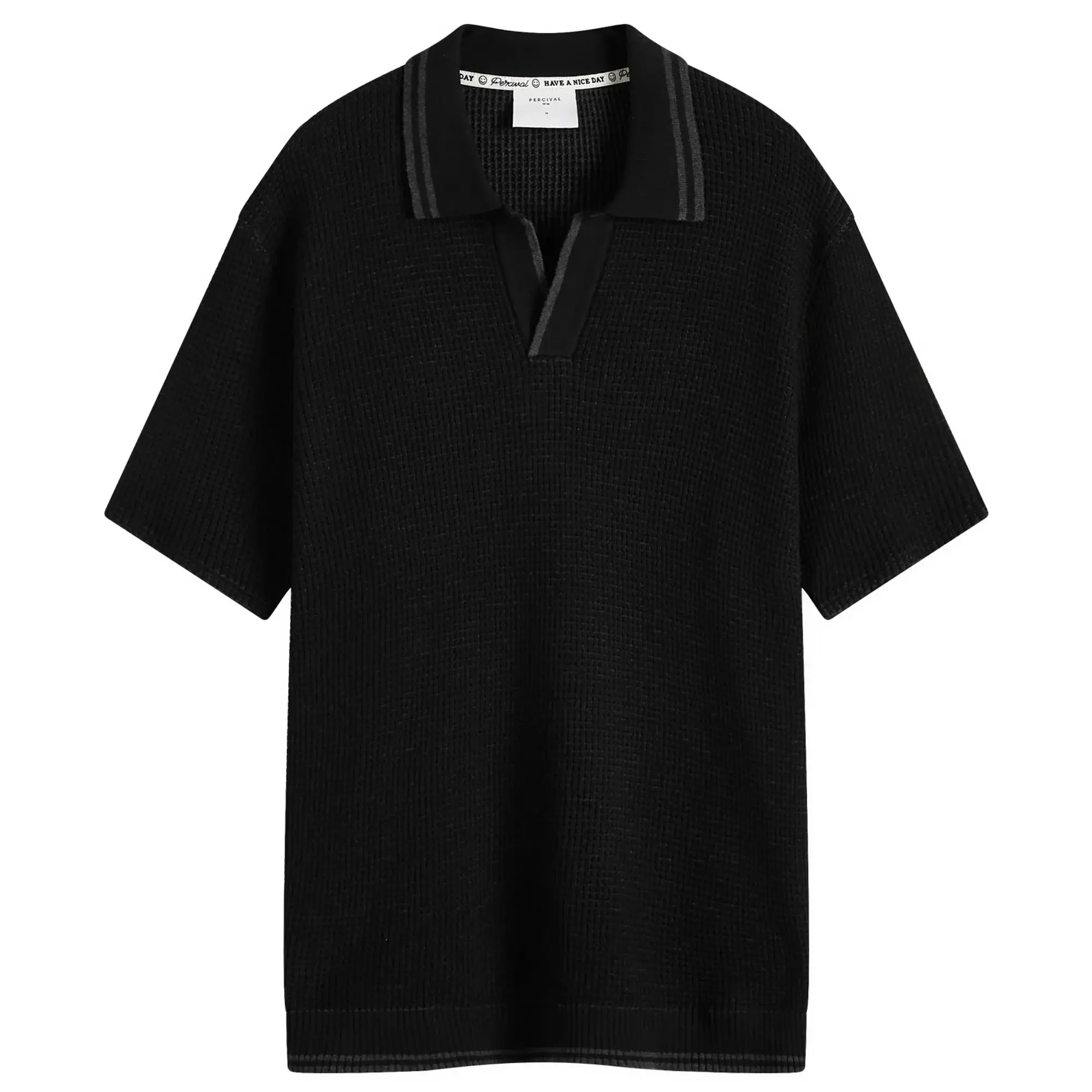 Percival Men's Cassette Knit Polo Black