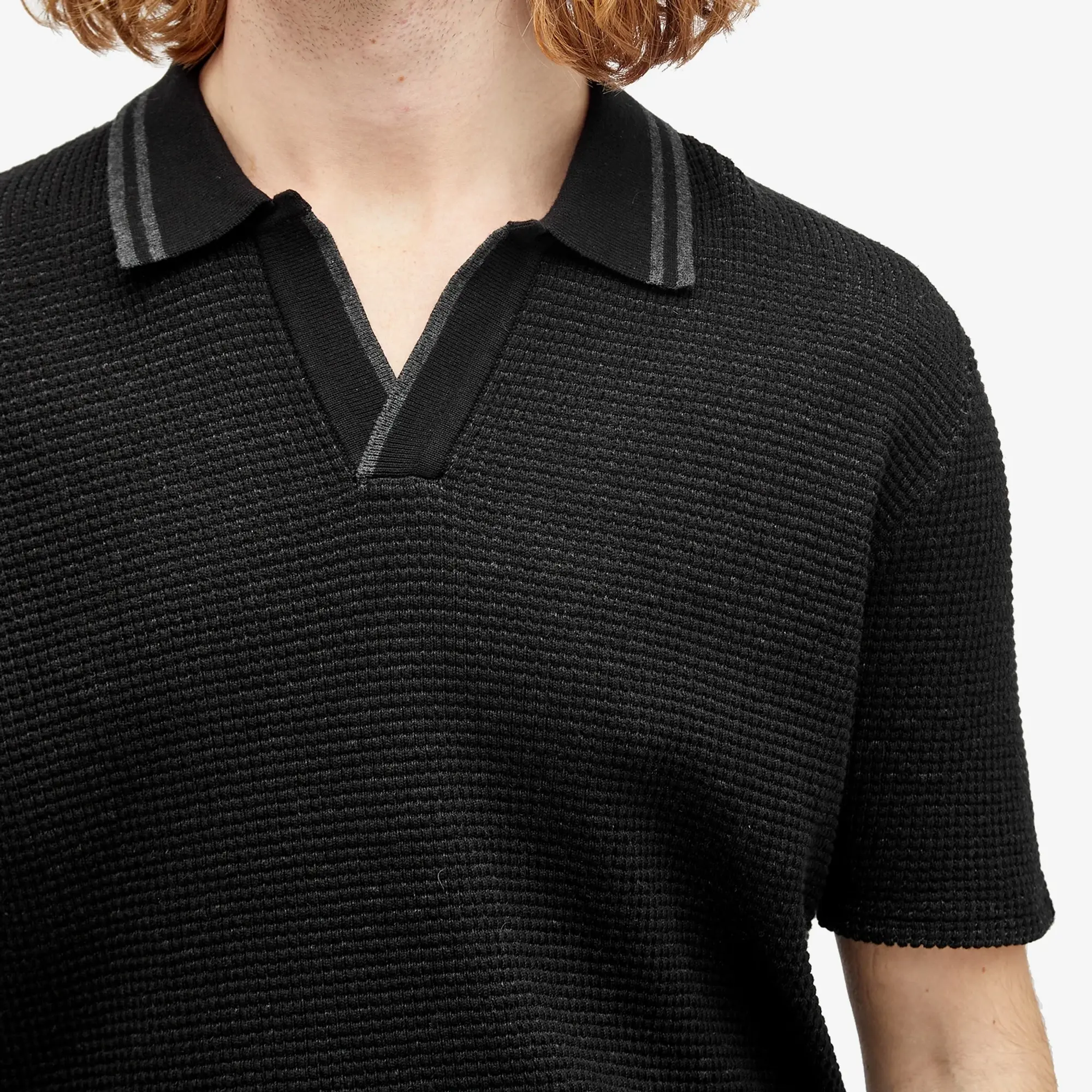 Percival Men's Cassette Knit Polo Black