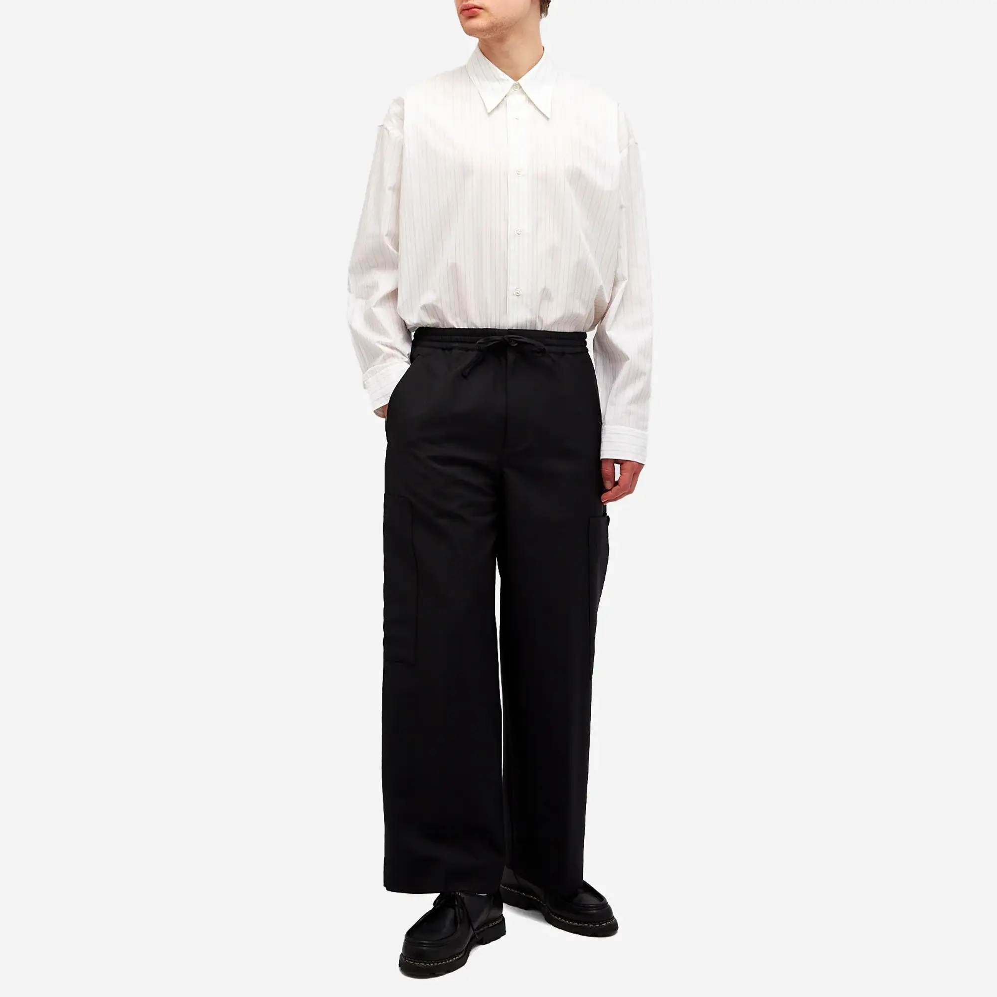 Studio Nicholson Men's Boxy French Placket Shirt Ecru/Black