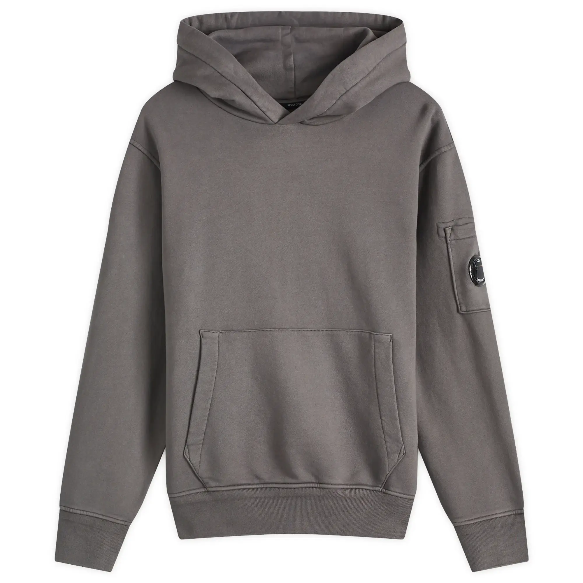 C.P. Company Men's Diagonal Fleece Resist Dyed Hoodie Smoked Pearl