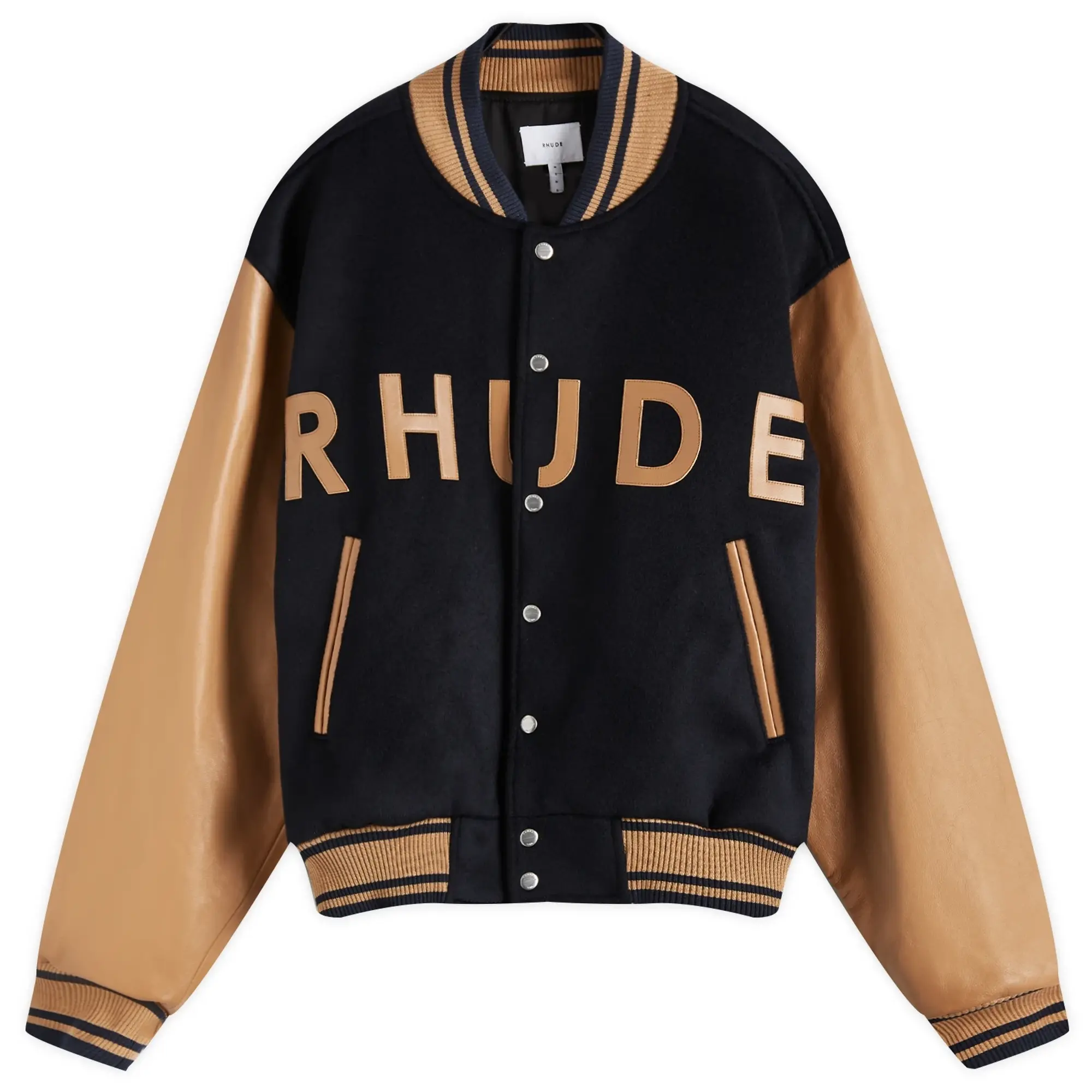 Rhude Men's Logo Varsity Jacket Navy/Camel