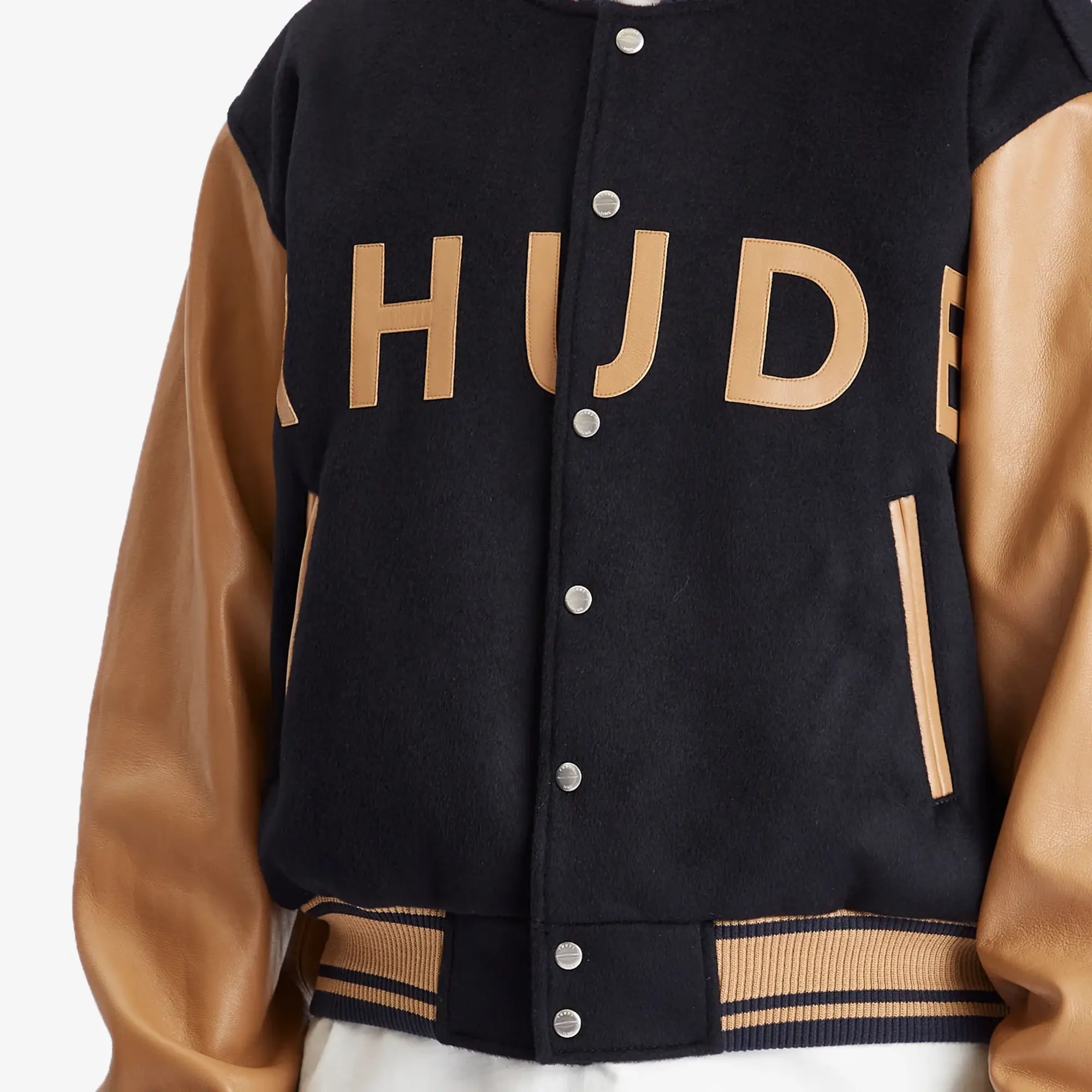 Rhude Men's Logo Varsity Jacket Navy/Camel