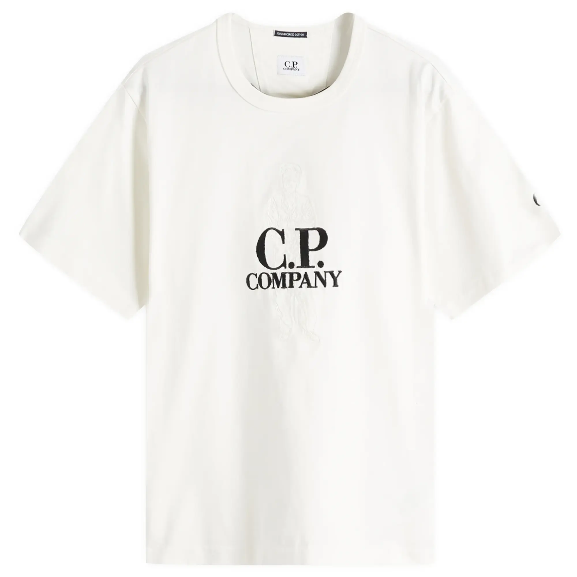 C.P. Company Men's 30/2 Embroidered Twisted British Sailor T-Shirt Gauze White