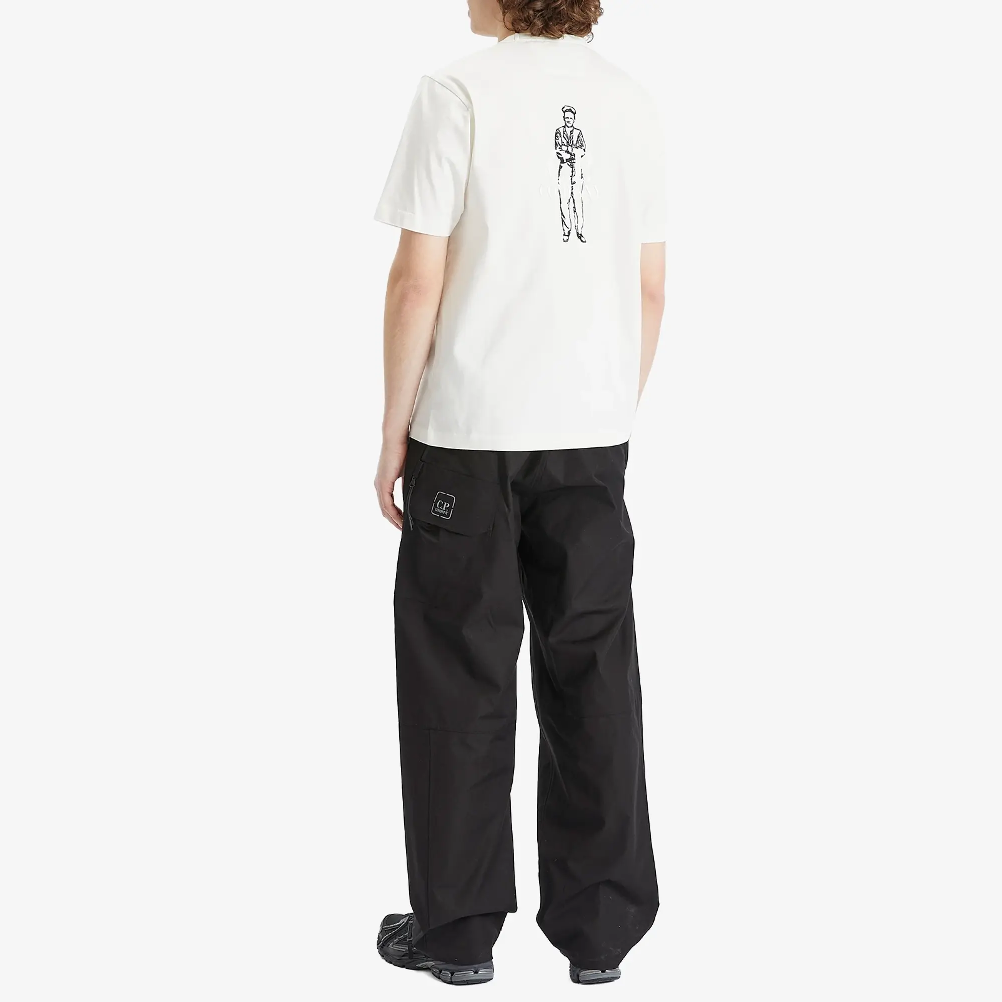 C.P. Company Men's 30/2 Embroidered Twisted British Sailor T-Shirt Gauze White