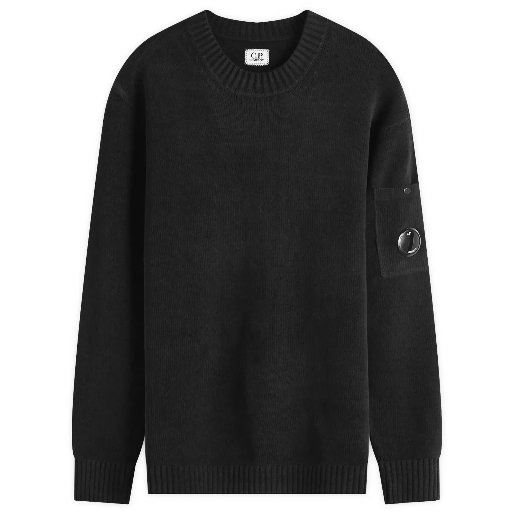 C.P. Company Men's Chenille Cotton Lens Knit Sweater Black