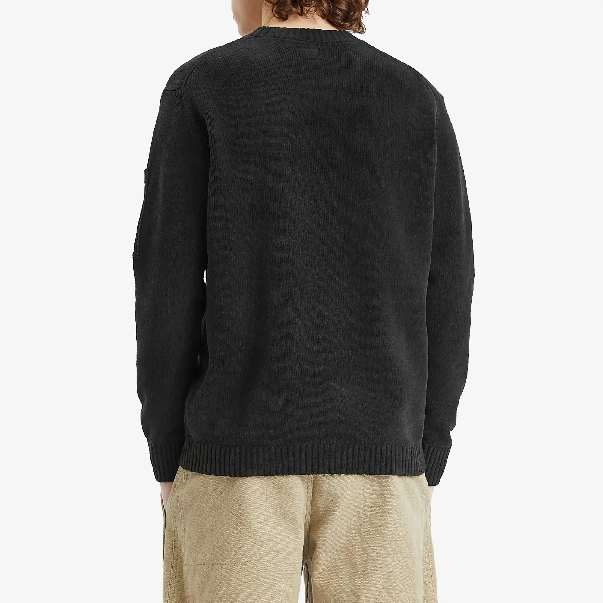 C.P. Company Men's Chenille Cotton Lens Knit Sweater Black