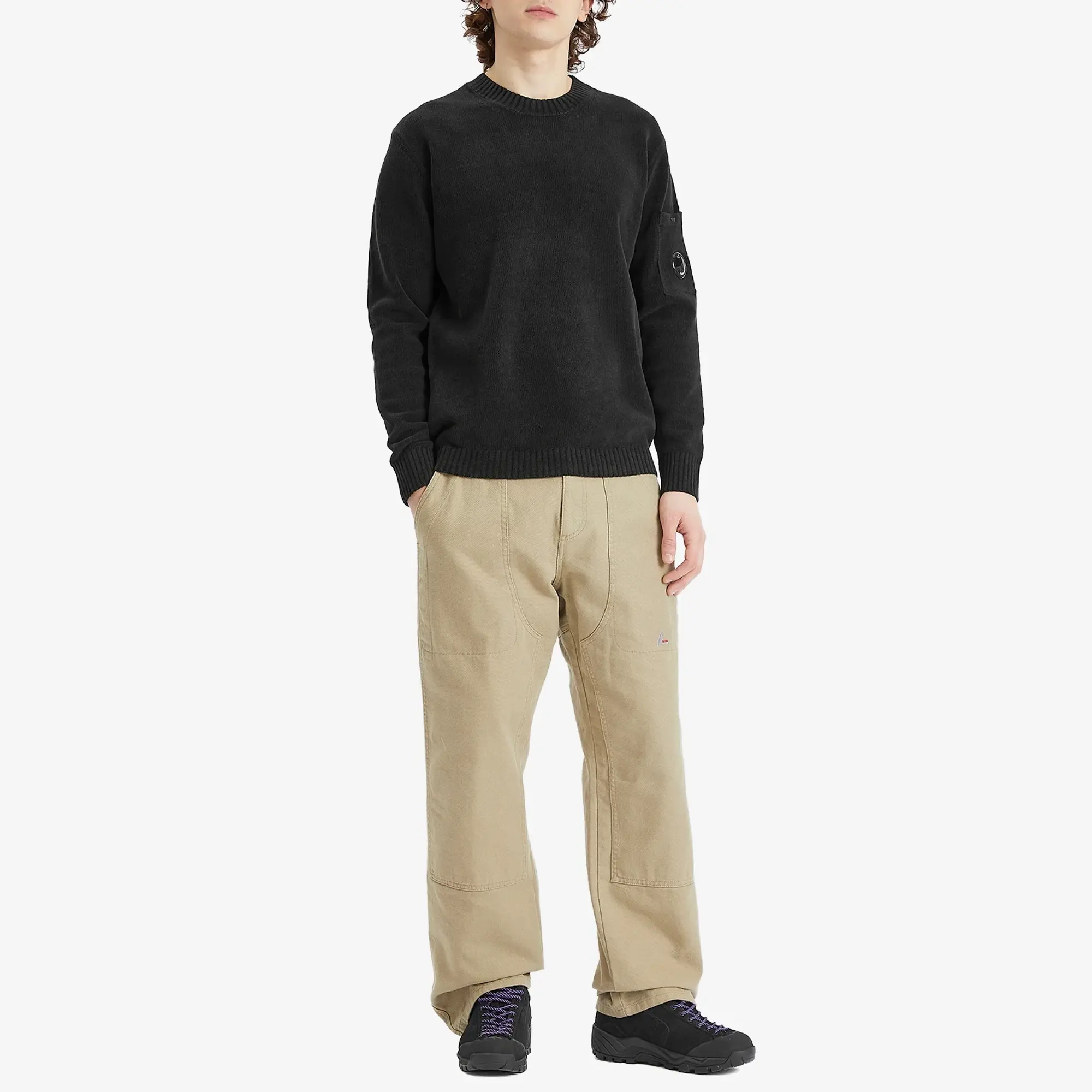 C.P. Company Men's Chenille Cotton Lens Knit Sweater Black