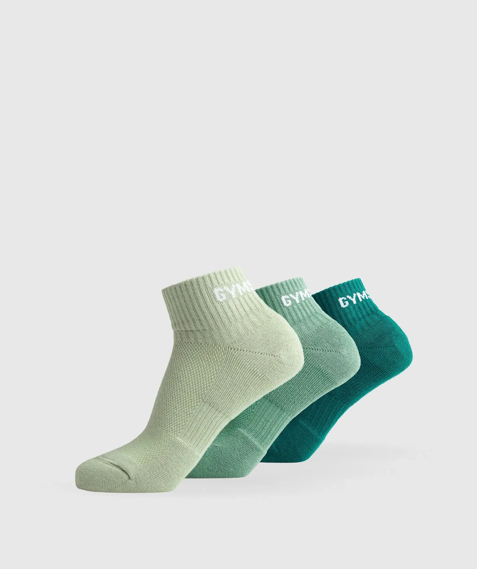 Gymshark Jacquard Quarter Socks 3pk - Teal/Green/Faded Green