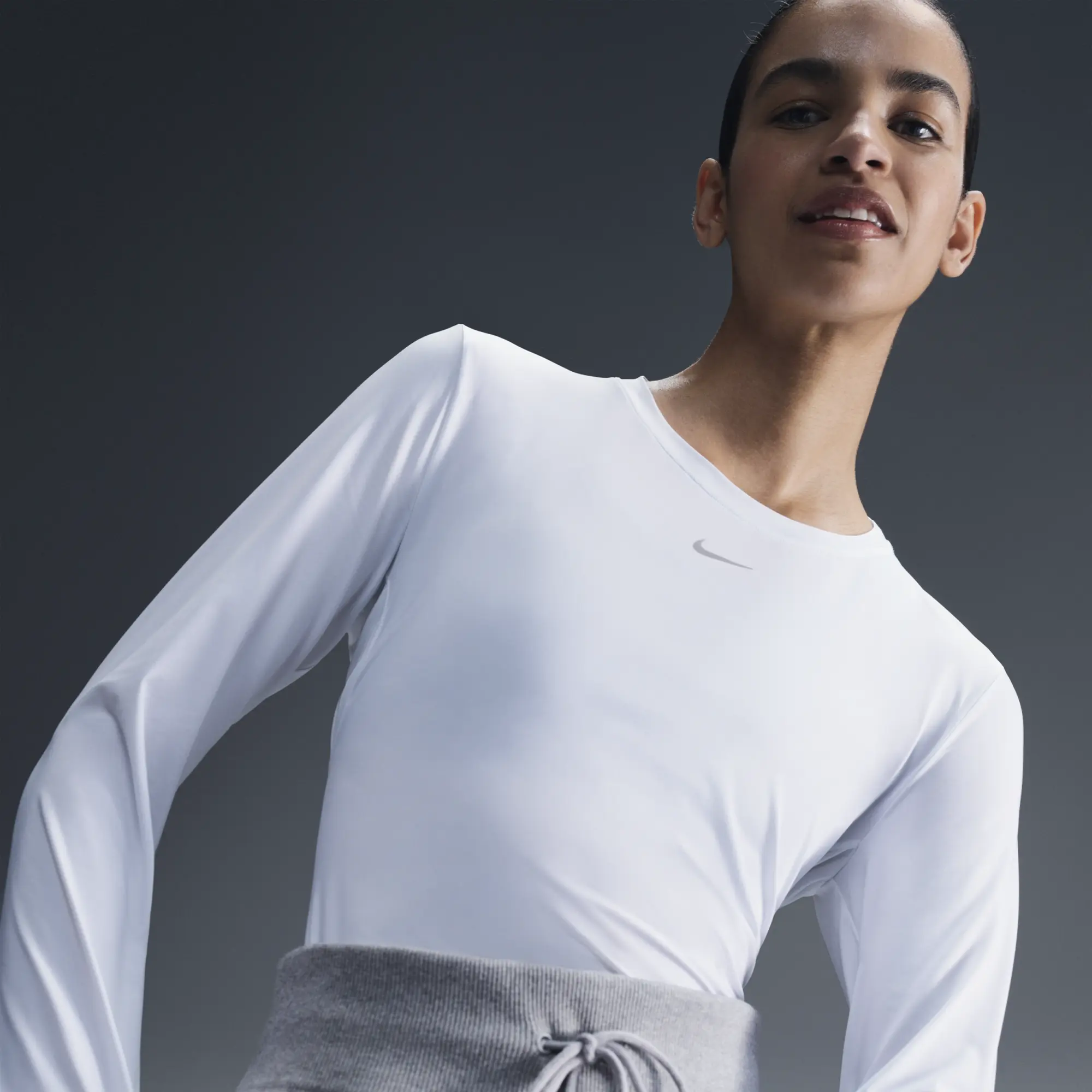 Nike One Classic Women's Dri-FIT Long-Sleeve Top - White - Polyester/Elastane