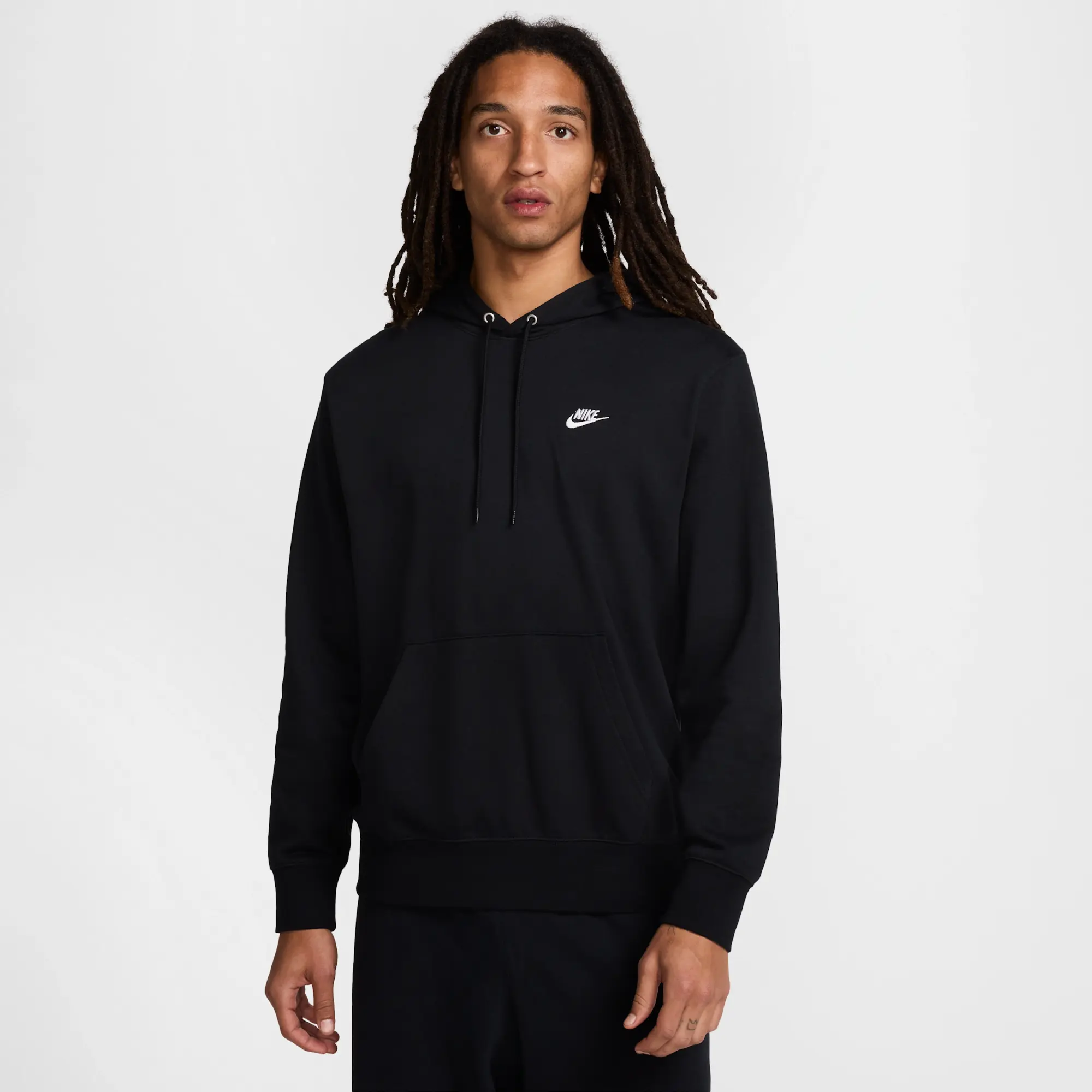 Nike Club Men's French Terry Pullover Hoodie - Black - Cotton/Polyester