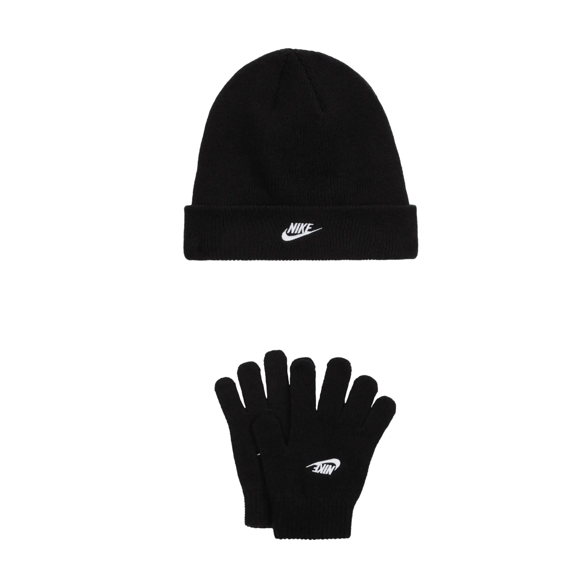 Nike Younger Kids' Club Beanie and Gloves Set - Black - Acrylic