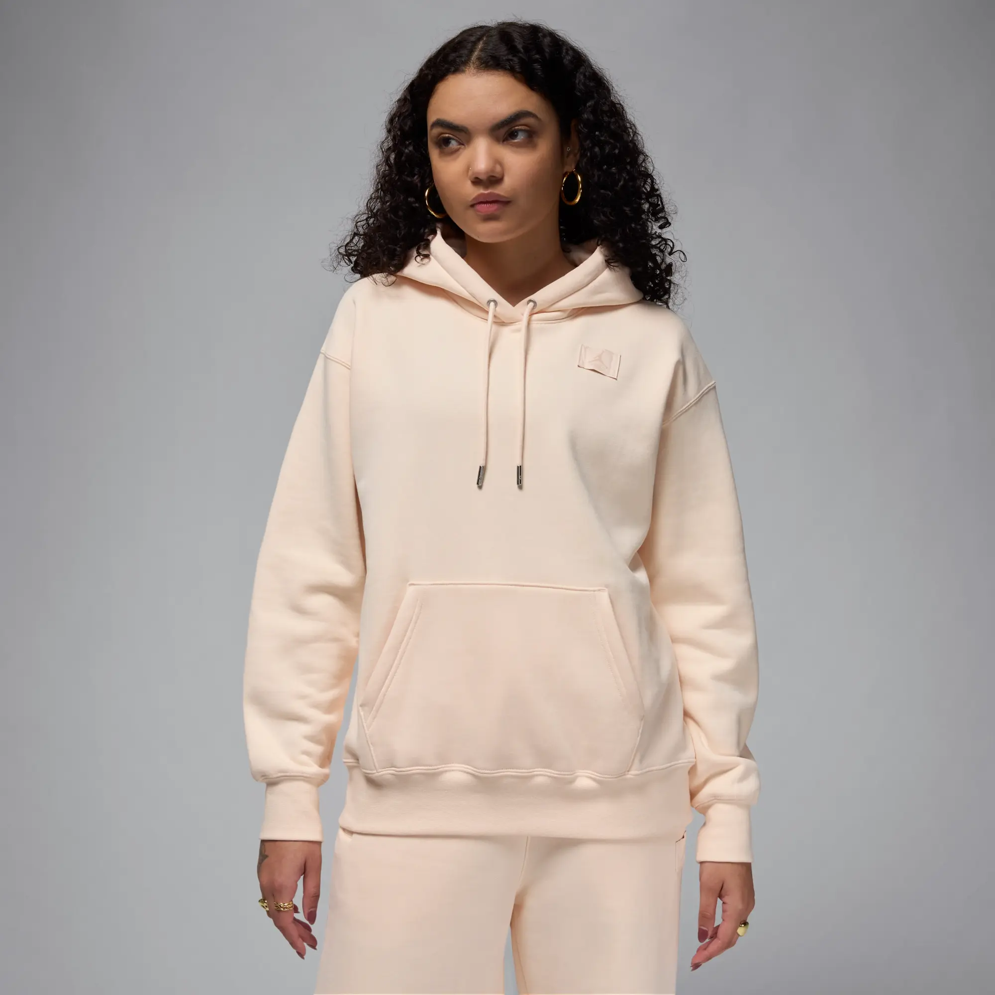 Nike Jordan Flight Fleece Women's Satin-Lined Pullover Hoodie - Brown - Cotton/Polyester
