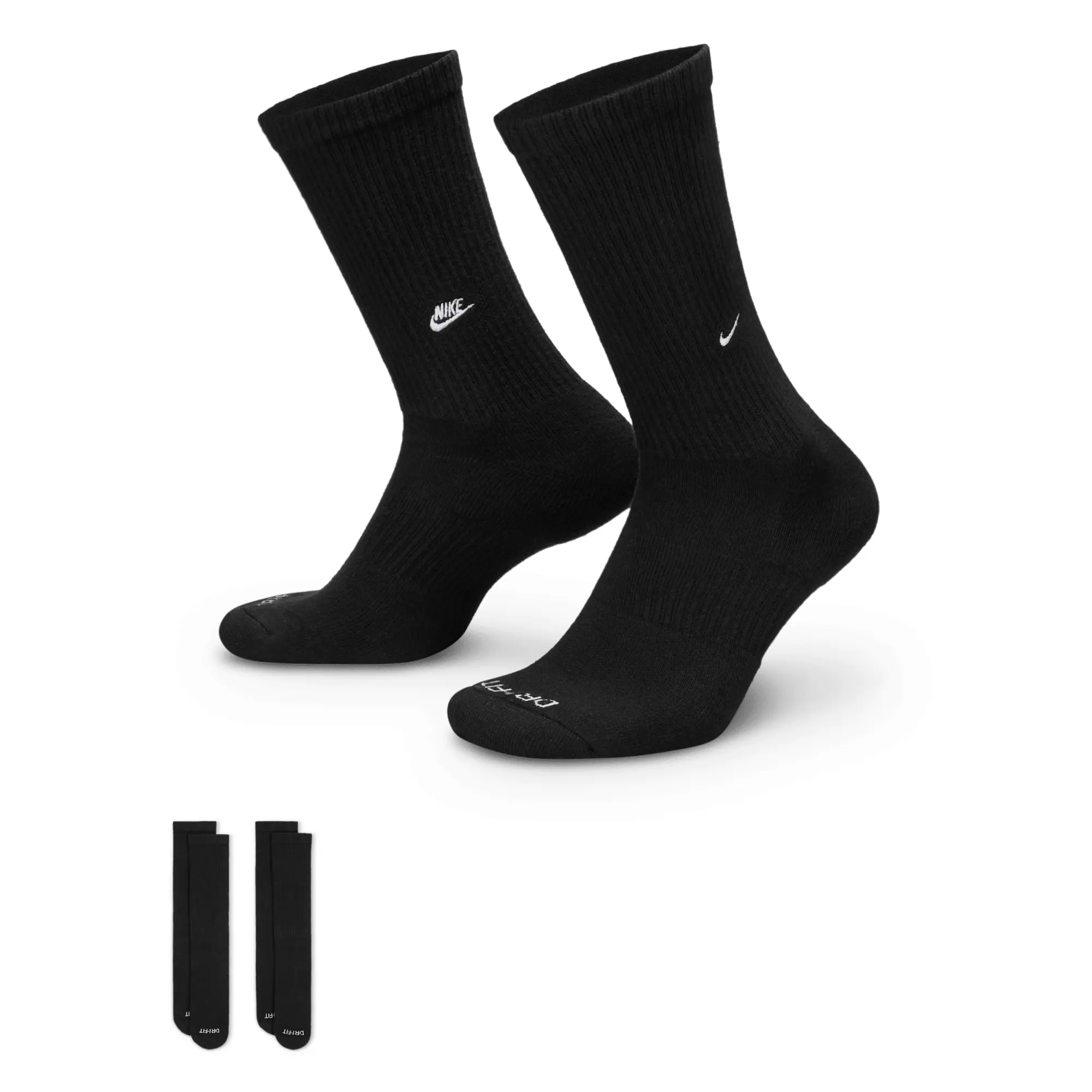 Nike Everyday Cushioned Crew Socks (2 Pairs) - Black