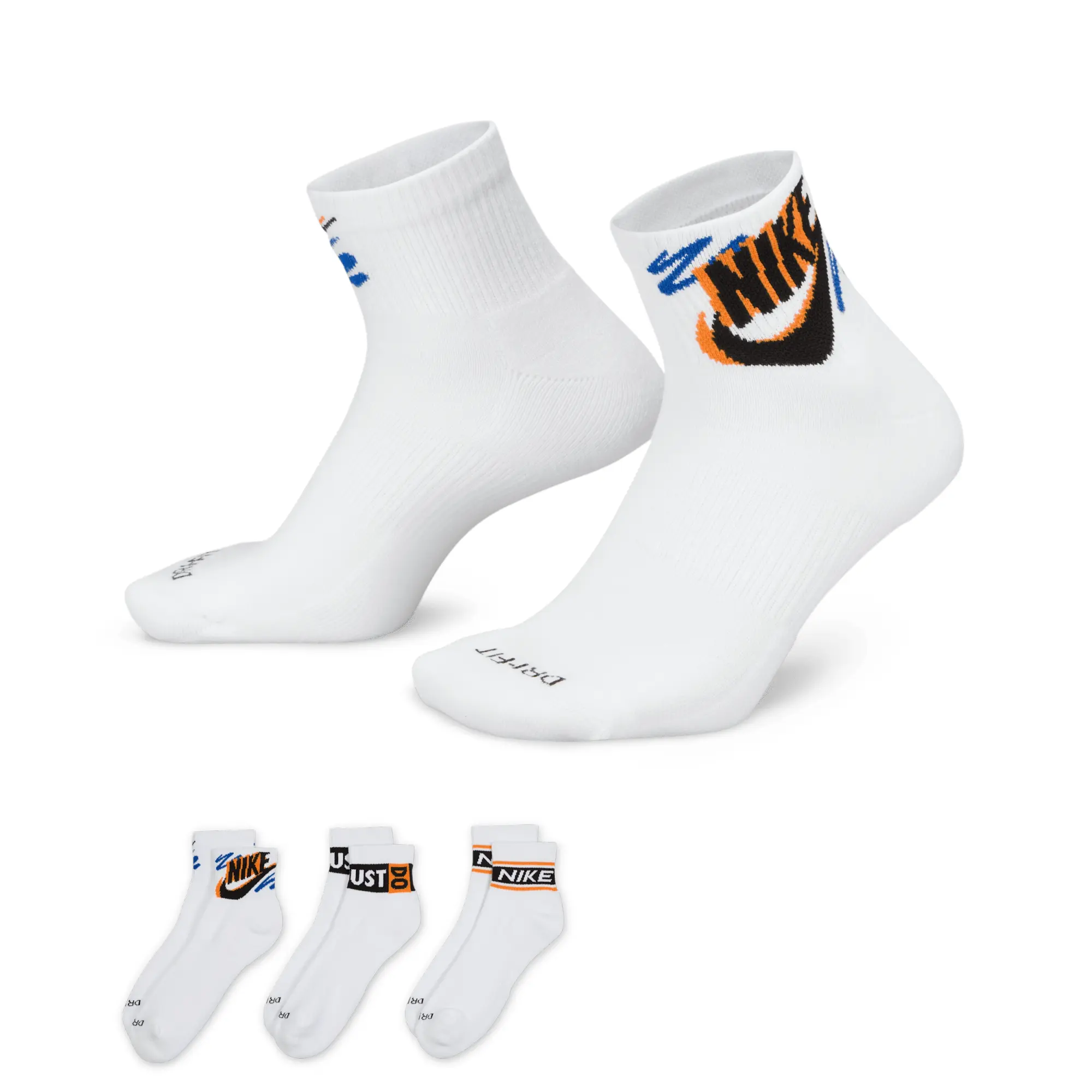 Nike Everyday Plus Ankle Socks (3 Pairs) - Multi-Colour