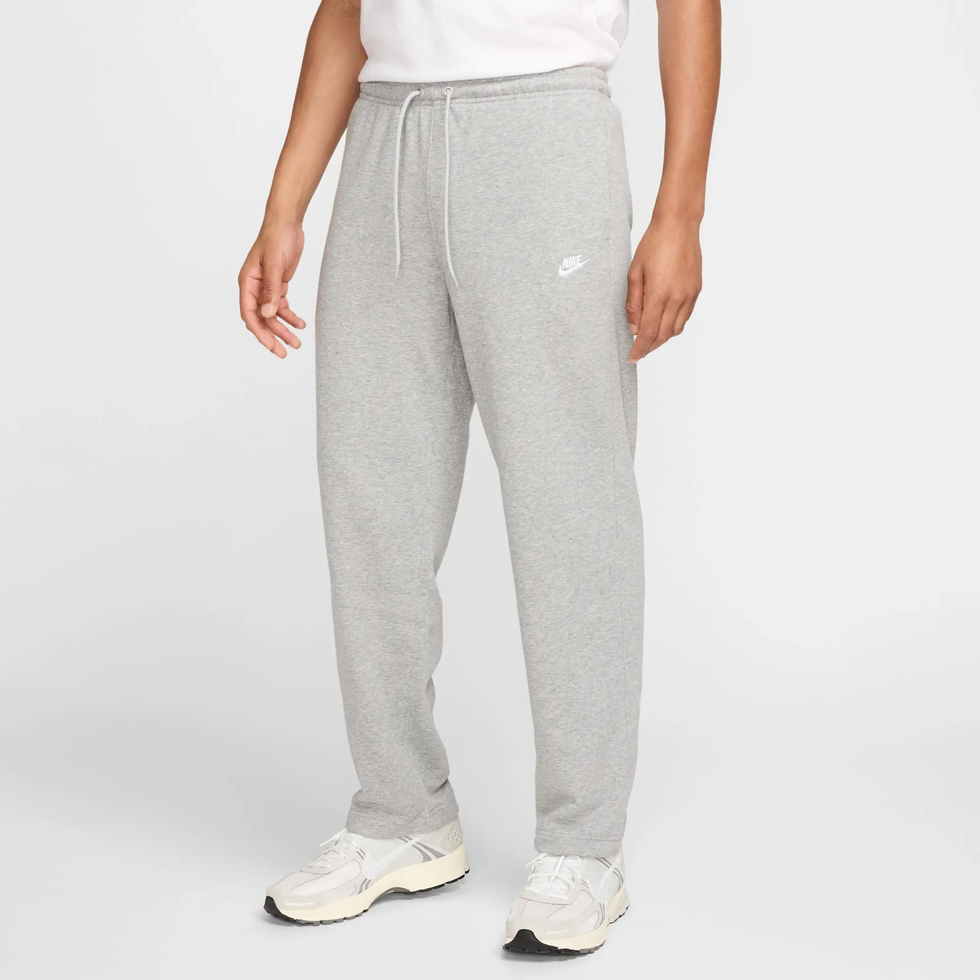 Nike Club Men's French Terry Open-Hem Trousers - Grey - Cotton/Polyester