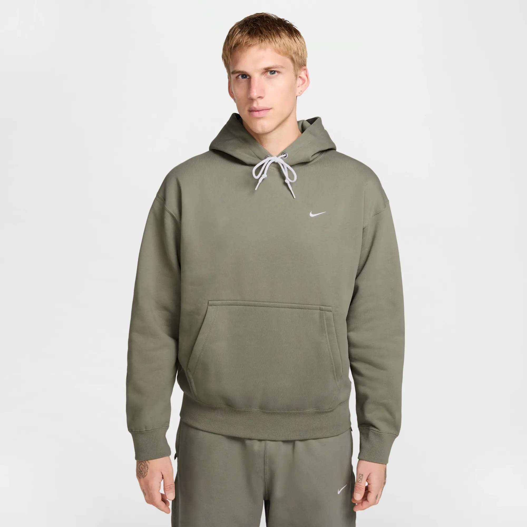 Nike Solo Swoosh Men's Fleece Pullover Hoodie - Green - Cotton/Polyester