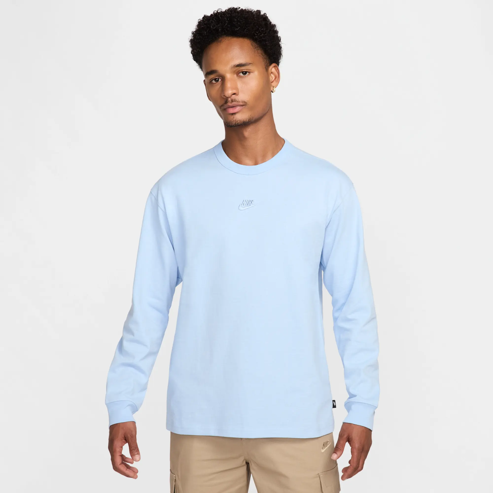 Nike Sportswear Premium Essentials Men's Long-Sleeve T-Shirt - Blue - Cotton