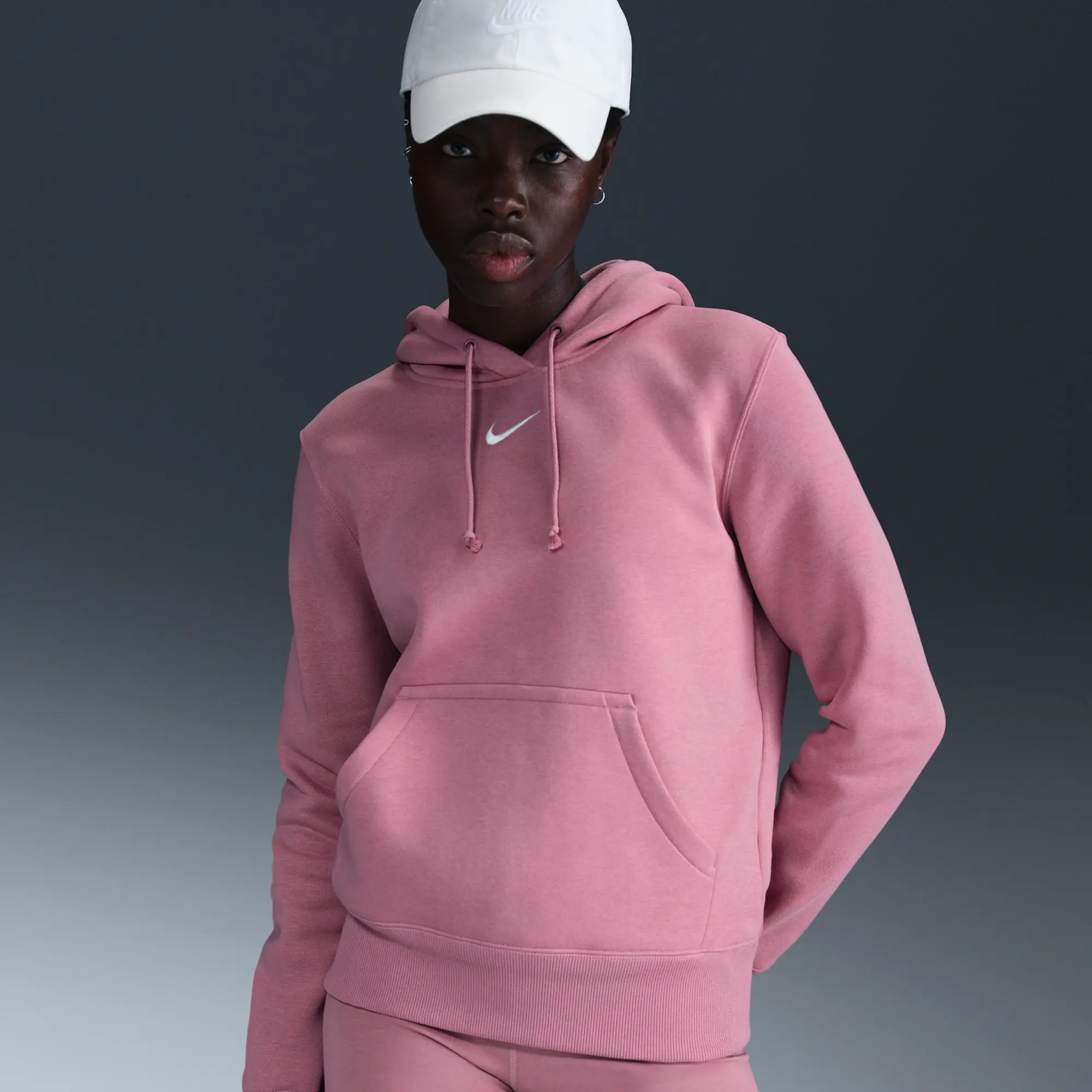 Nike Sportswear Phoenix Fleece Women's Pullover Hoodie - Pink - Cotton/Polyester