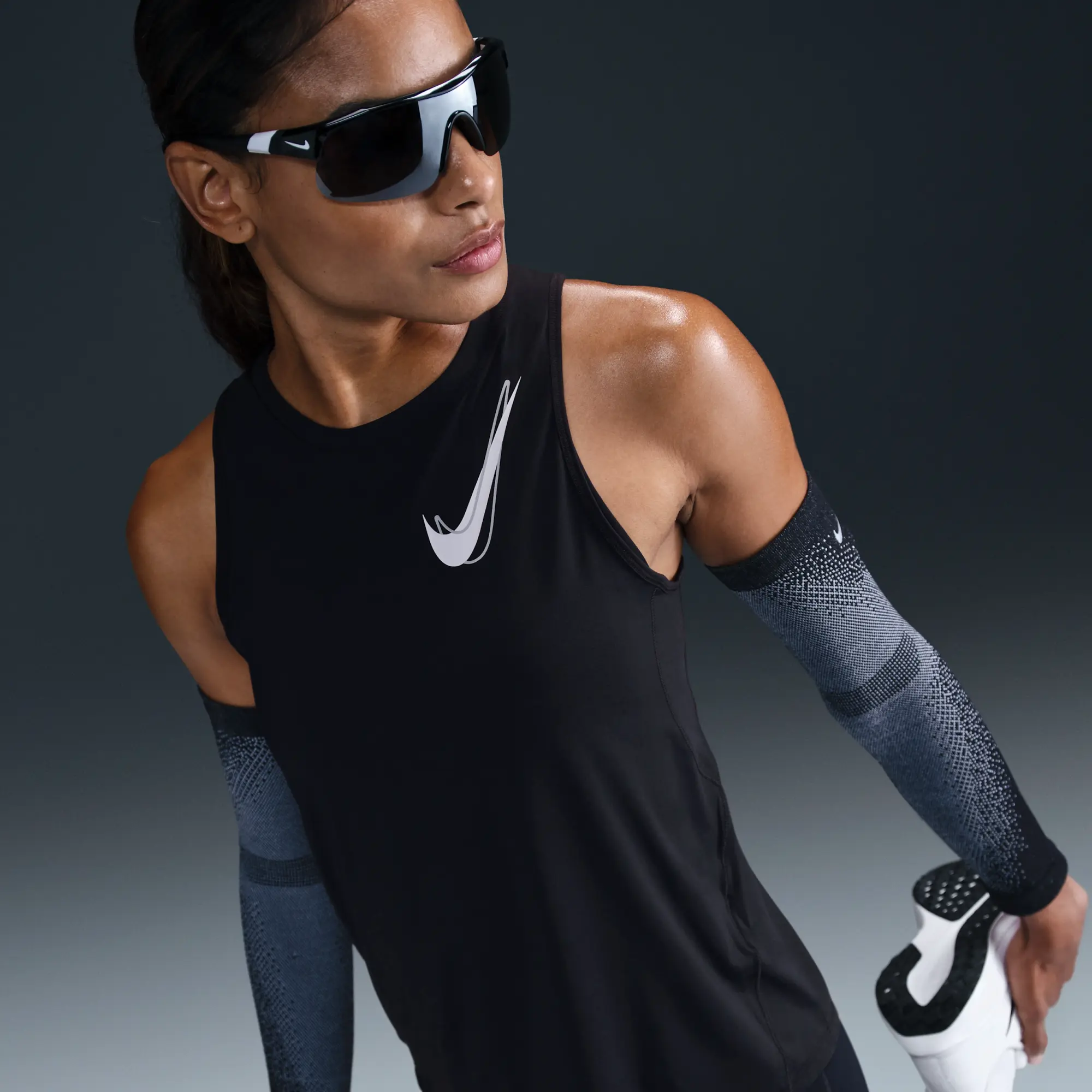 Nike One Women's Dri-FIT Running Tank Top - Black - Polyester/Elastane