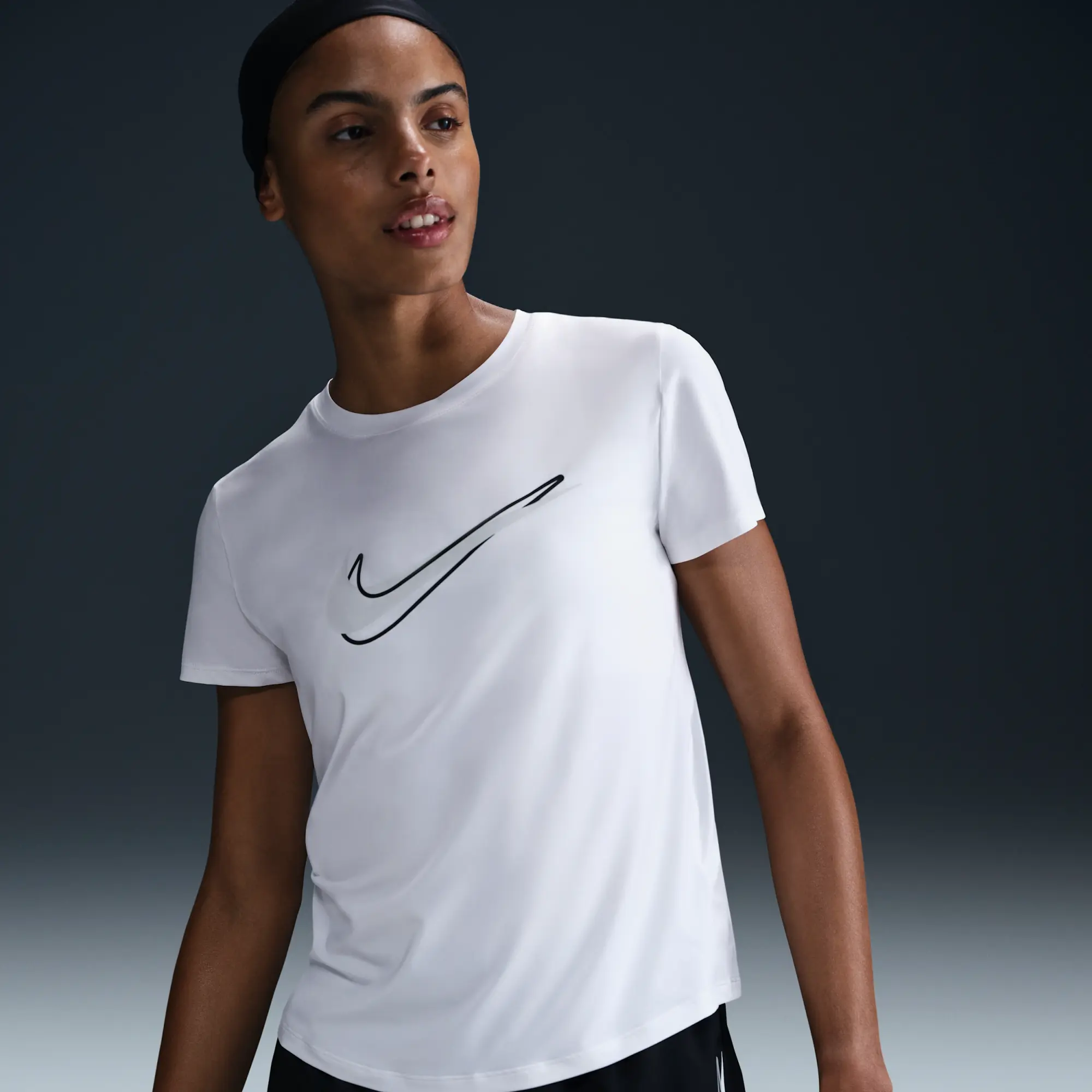 Nike One Swoosh Women's Dri-FIT Short-Sleeve Running Top - White - Polyester/Elastane