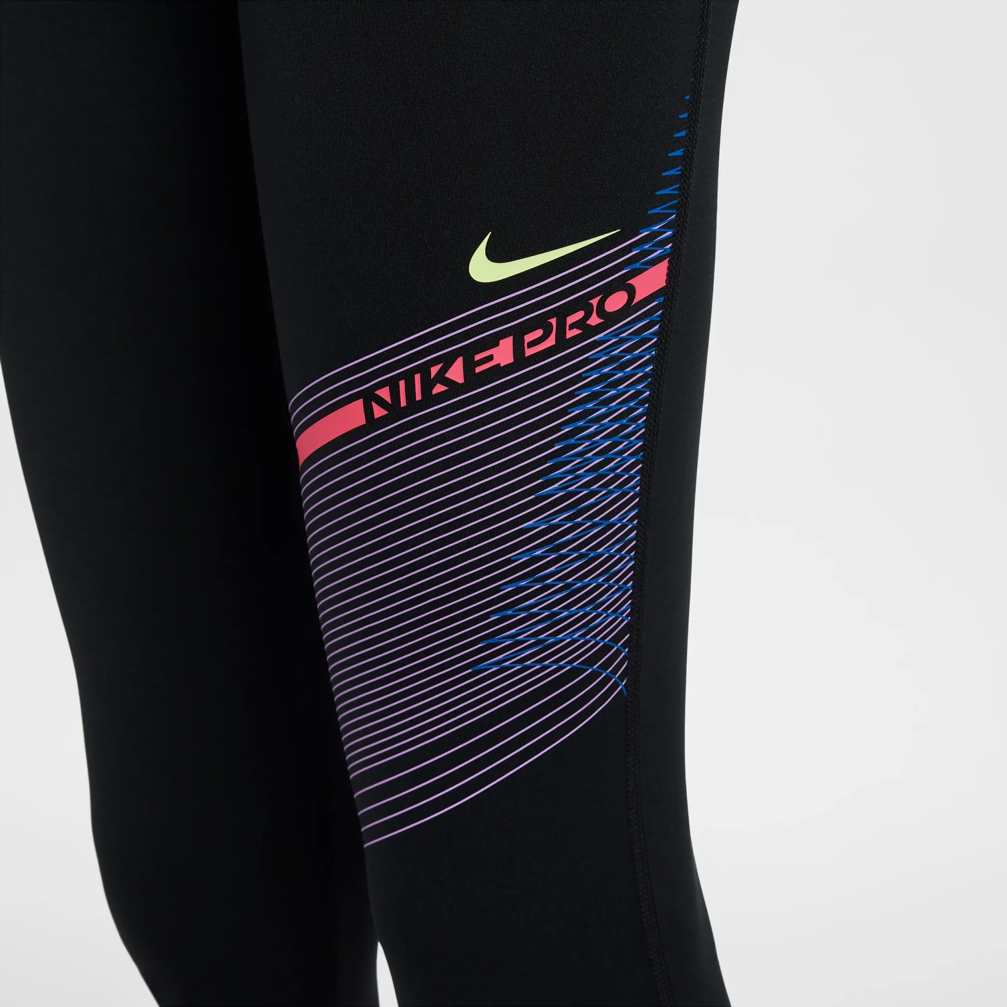 Nike Pro Girls' Dri-FIT Mid-Rise Leggings - Black - Polyester/Elastane
