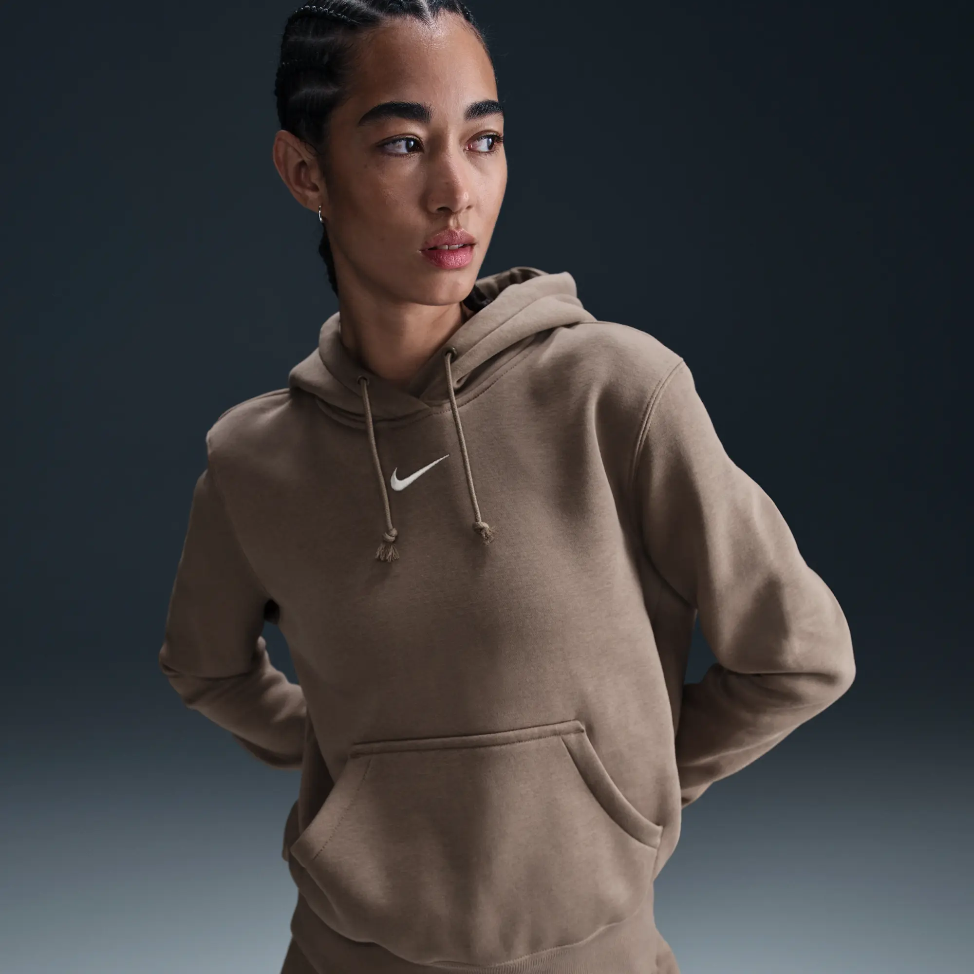 Nike Sportswear Phoenix Fleece Women's Pullover Hoodie - Brown - Cotton/Polyester