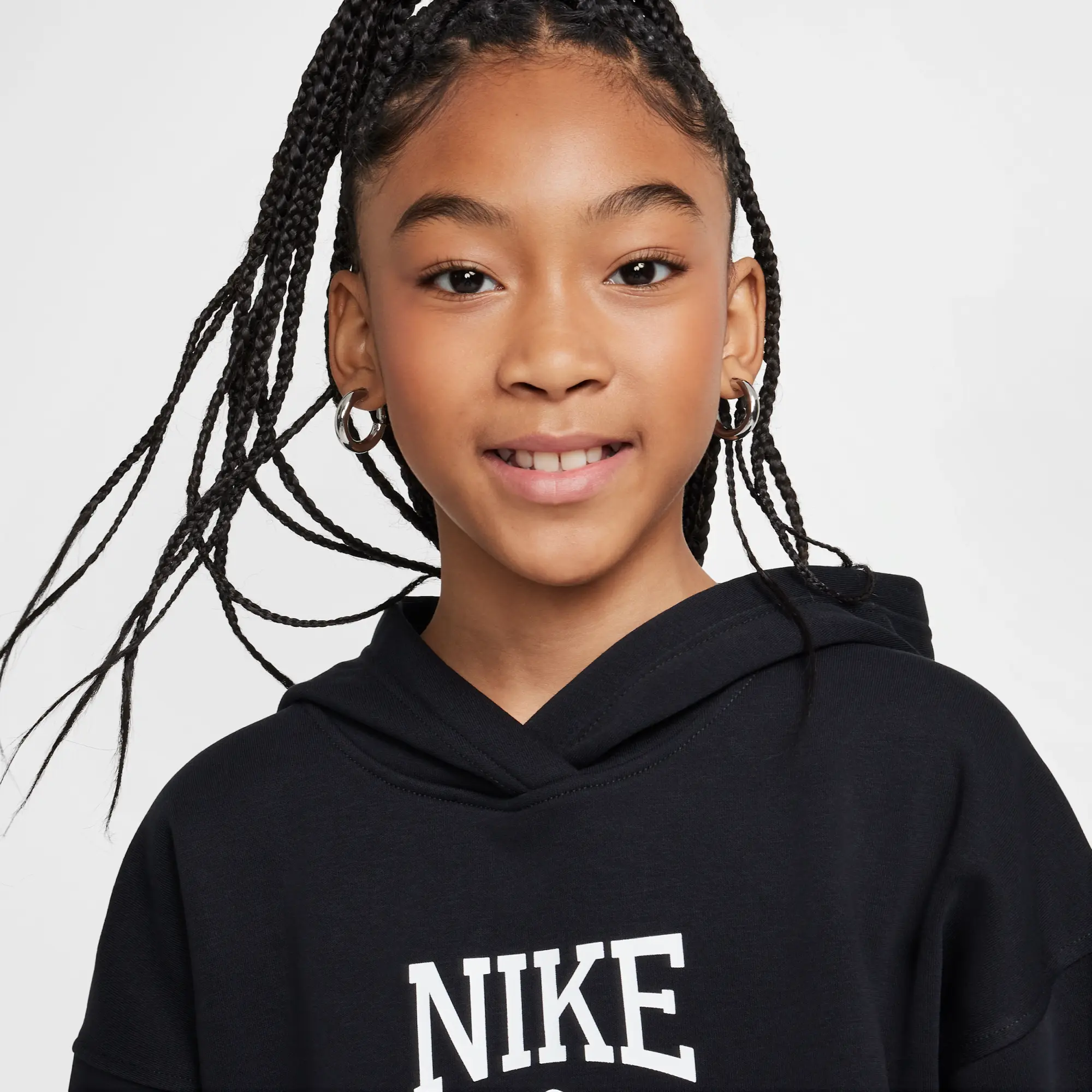 Nike Sportswear Club Fleece Girls' Oversized Pullover Hoodie - Black - Cotton/Polyester