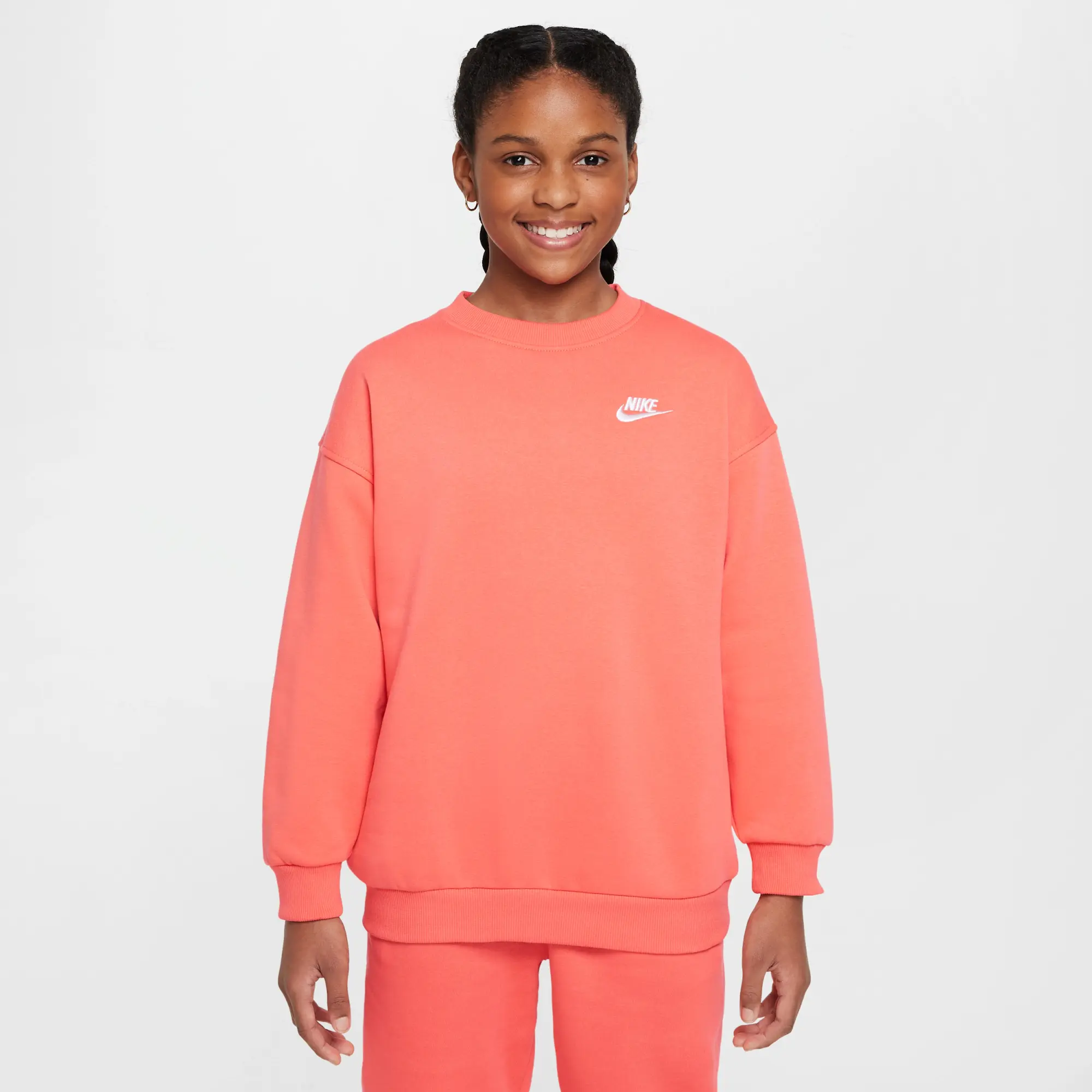 Nike Sportswear Club Fleece Older Kids' Oversized Sweatshirt - Orange - Cotton/Polyester