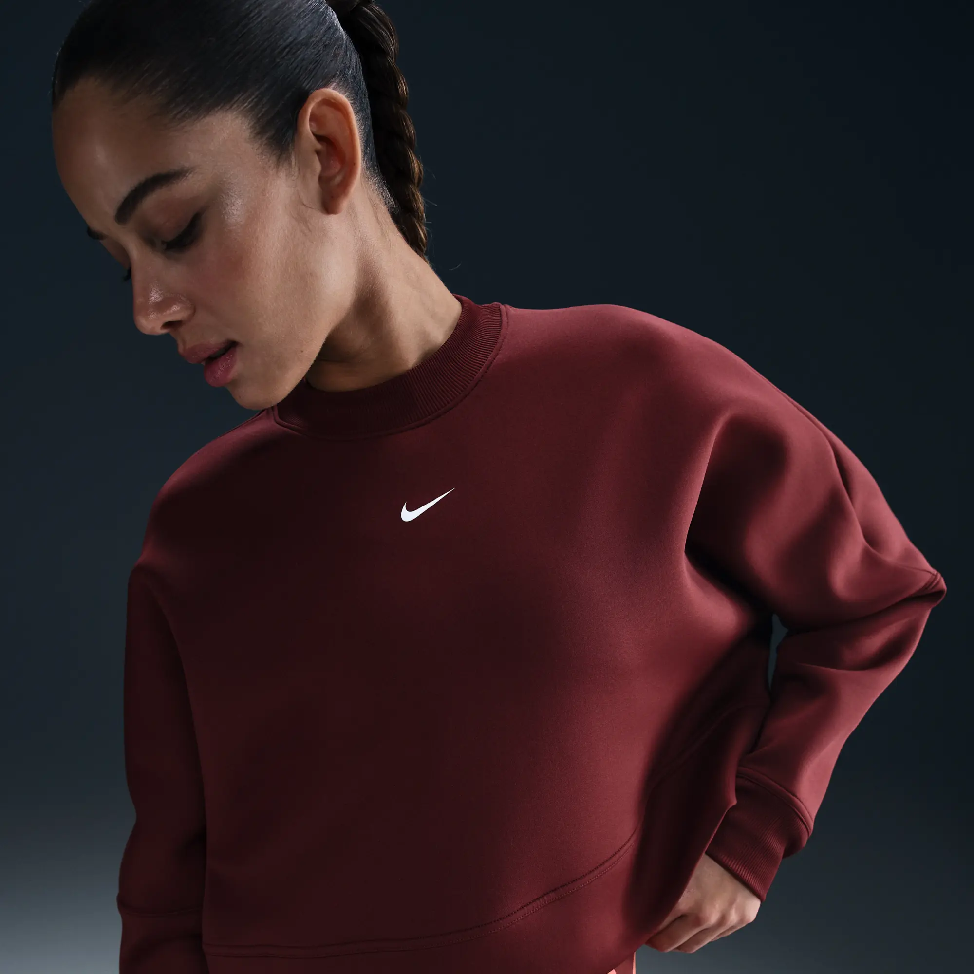 Nike Prima Women's Dri-FIT Oversized Crew-Neck Cropped Top - Red - Polyester/Elastane