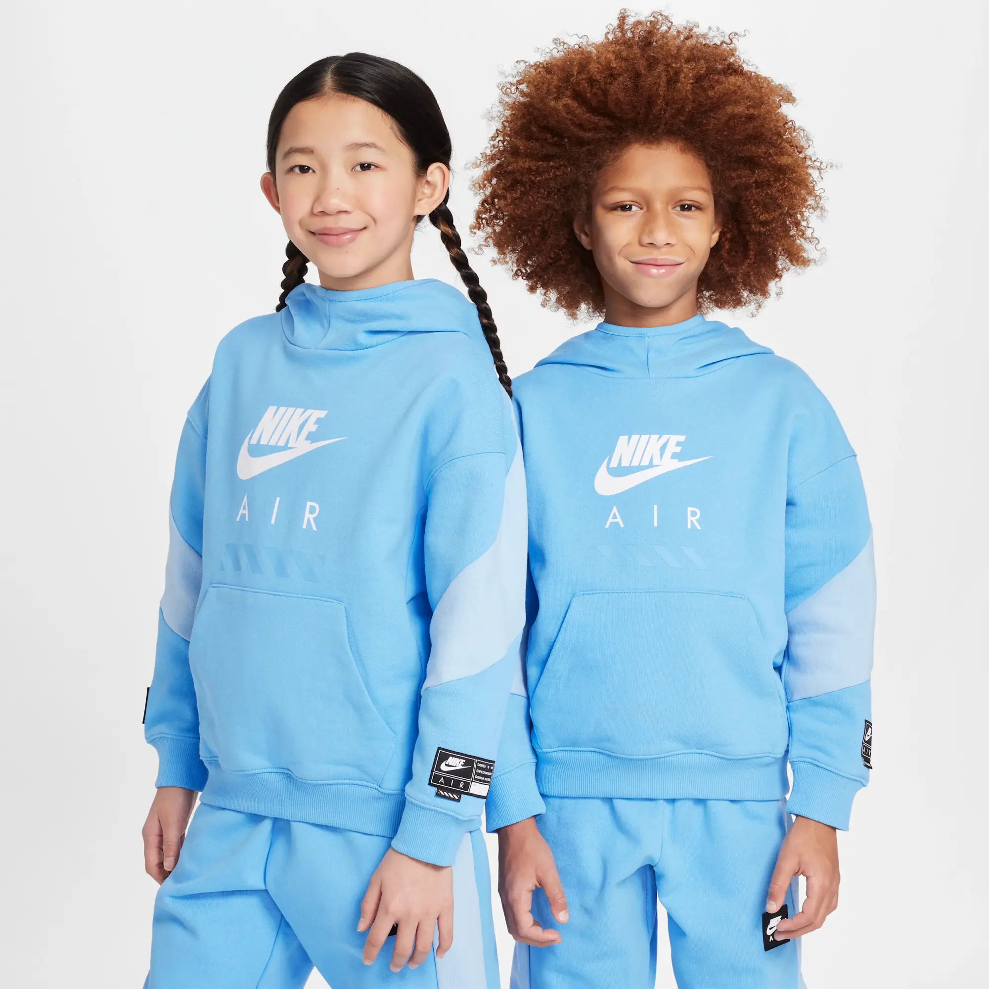 Nike Air Older Kids' Fleece Pullover Hoodie - Blue - Cotton