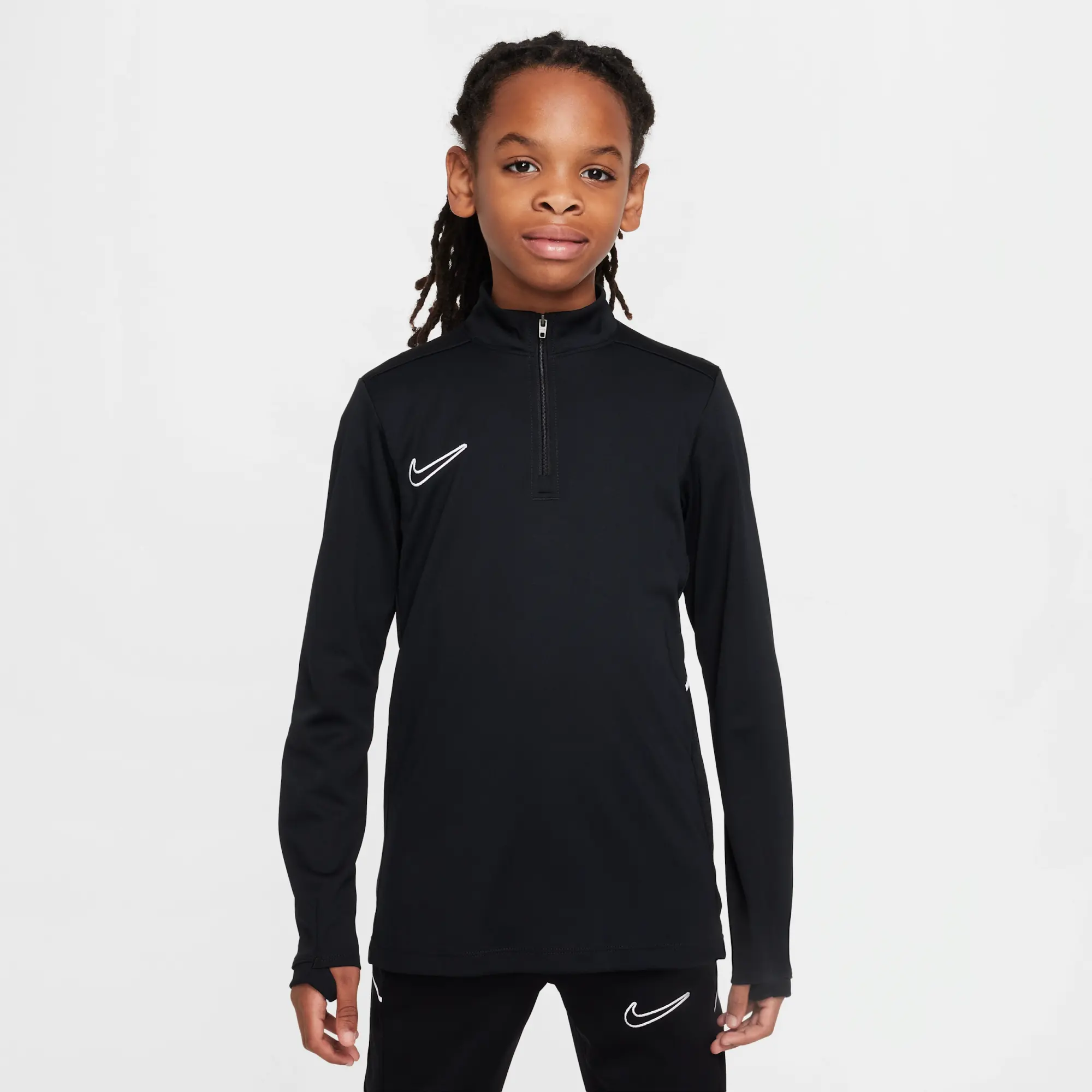 Nike Academy Older Kids' Dri-FIT Long-Sleeve 1/4-Zip Football Drill Top - Black - Polyester