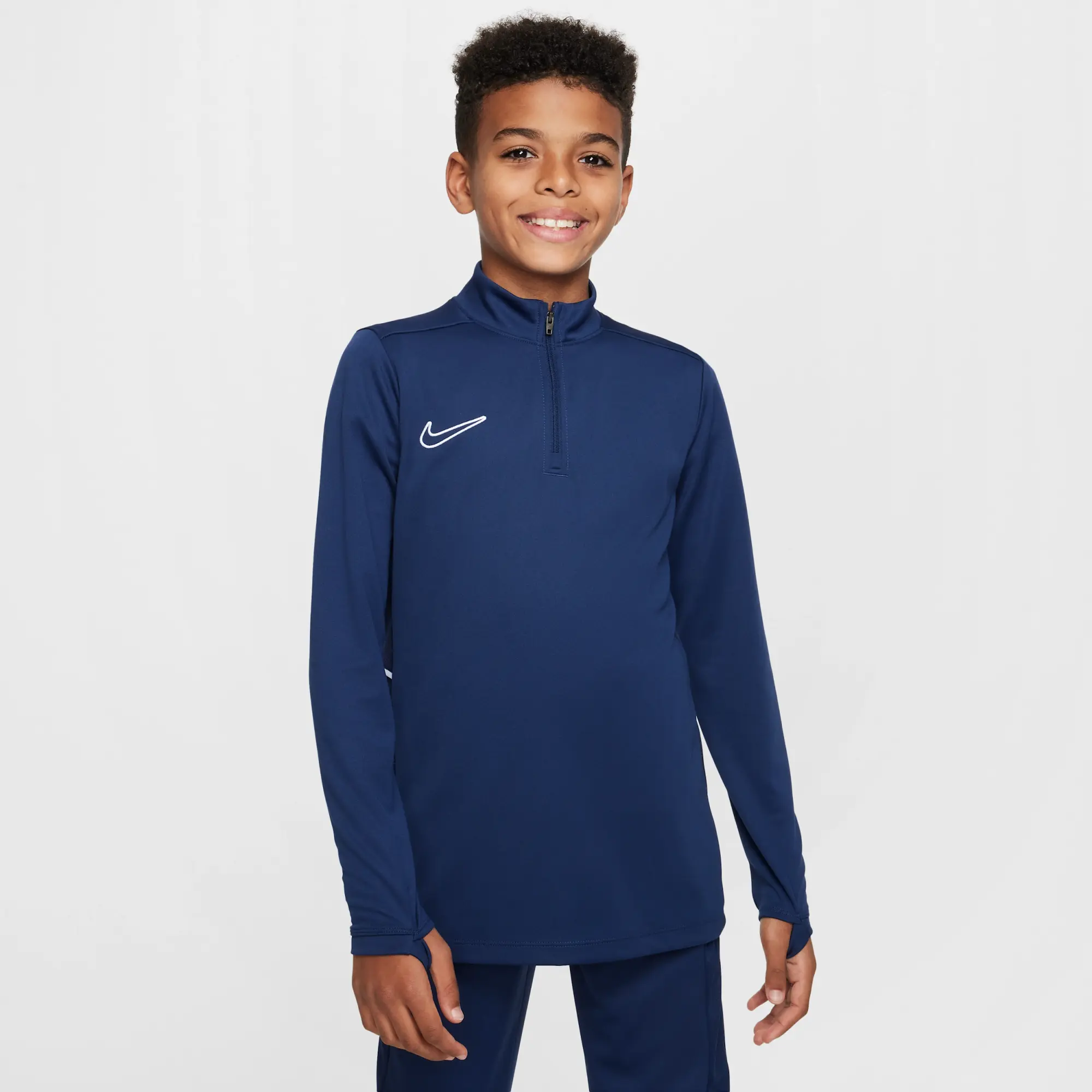 Nike Academy Older Kids' Dri-FIT Long-Sleeve 1/4-Zip Football Drill Top - Blue - Polyester