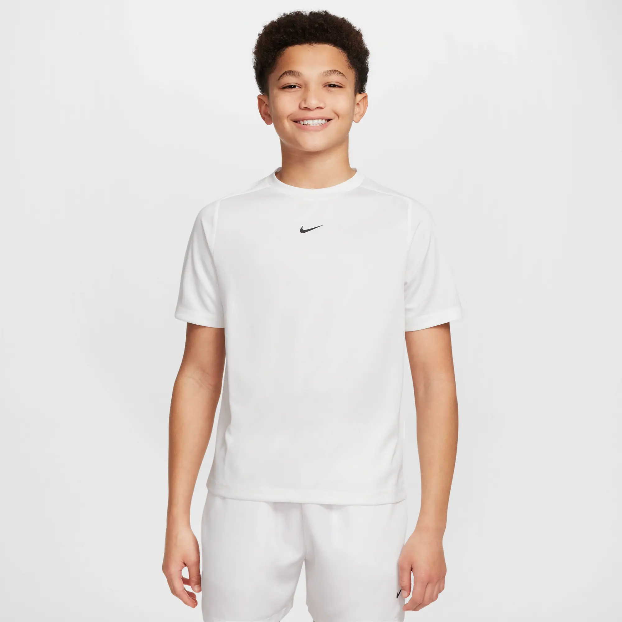 Nike Multi Older Kids' (Boys') Dri-FIT Short-Sleeve Top - White - Polyester